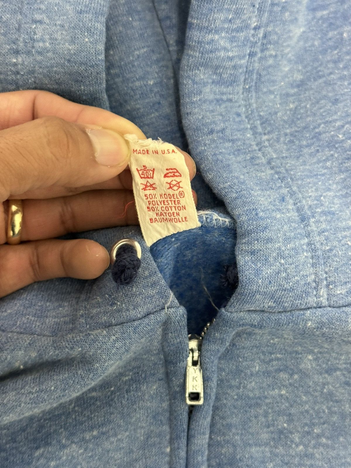Hanes Blue Blank Full Zip Hoodie YKK Metal Zipper USA Made 80s Size US L / EU 52-54 / 3 - 5 Thumbnail