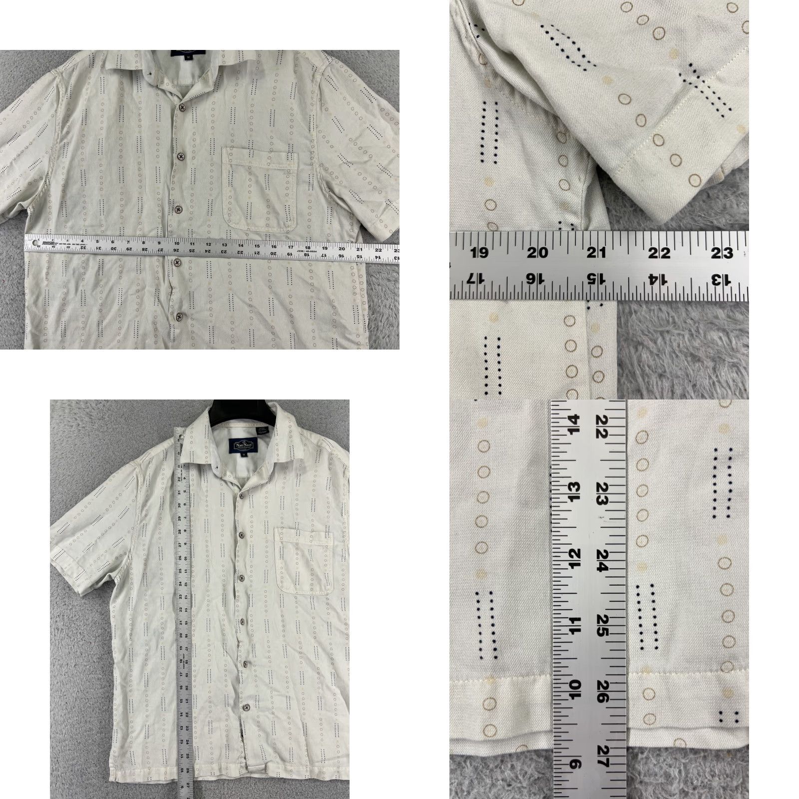 Nat Nast Nat Nast Shirt Adult Medium White Silk Blend 60s Style Button Up Pocket Size US M / EU 48-50 / 2 - 8 Thumbnail