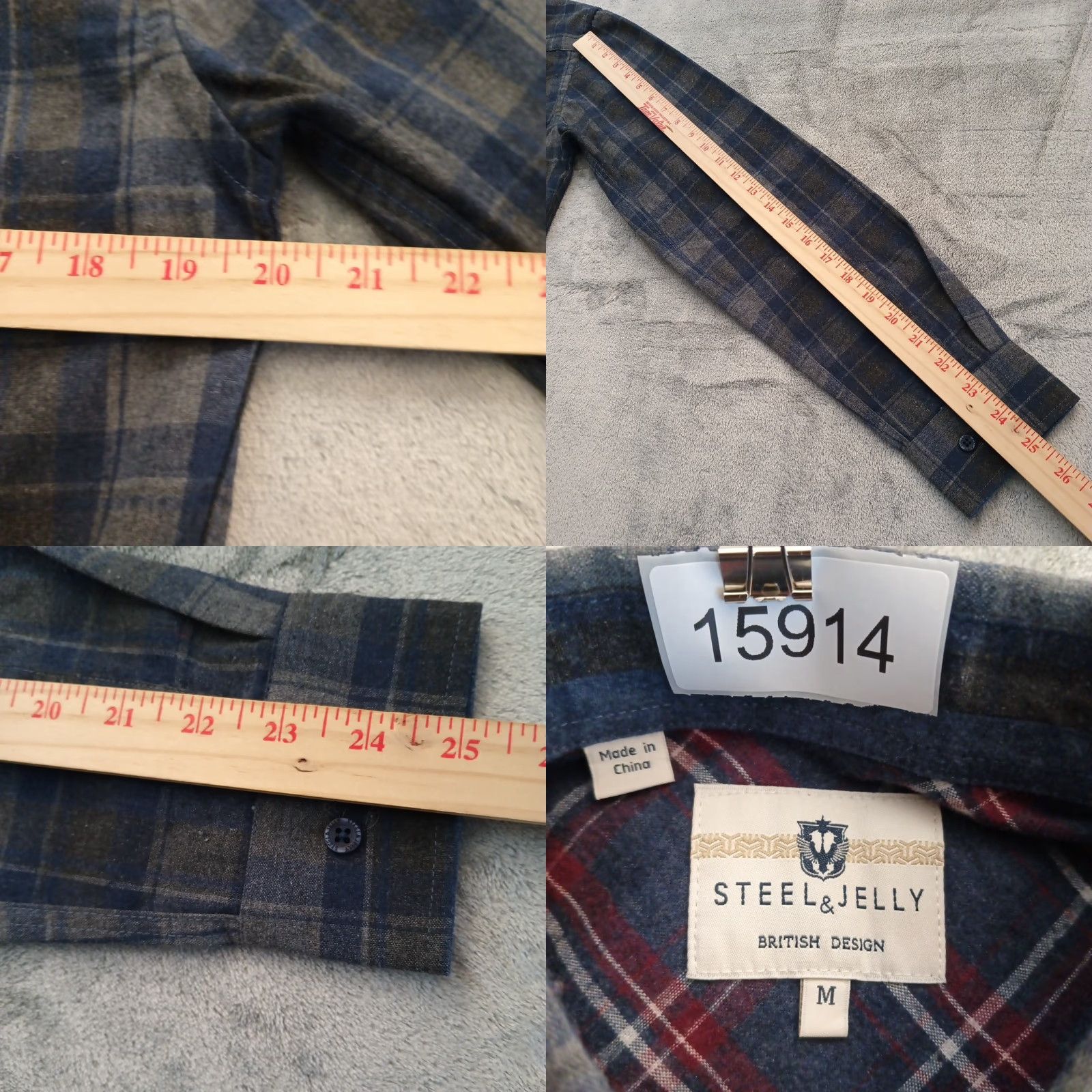 Vintage Steel & Jelly Shirt Mens Medium Blue Plaid Long Sleeve Button-Down Cotton Blend Size US M / EU 48-50 / 2 - 8 Thumbnail