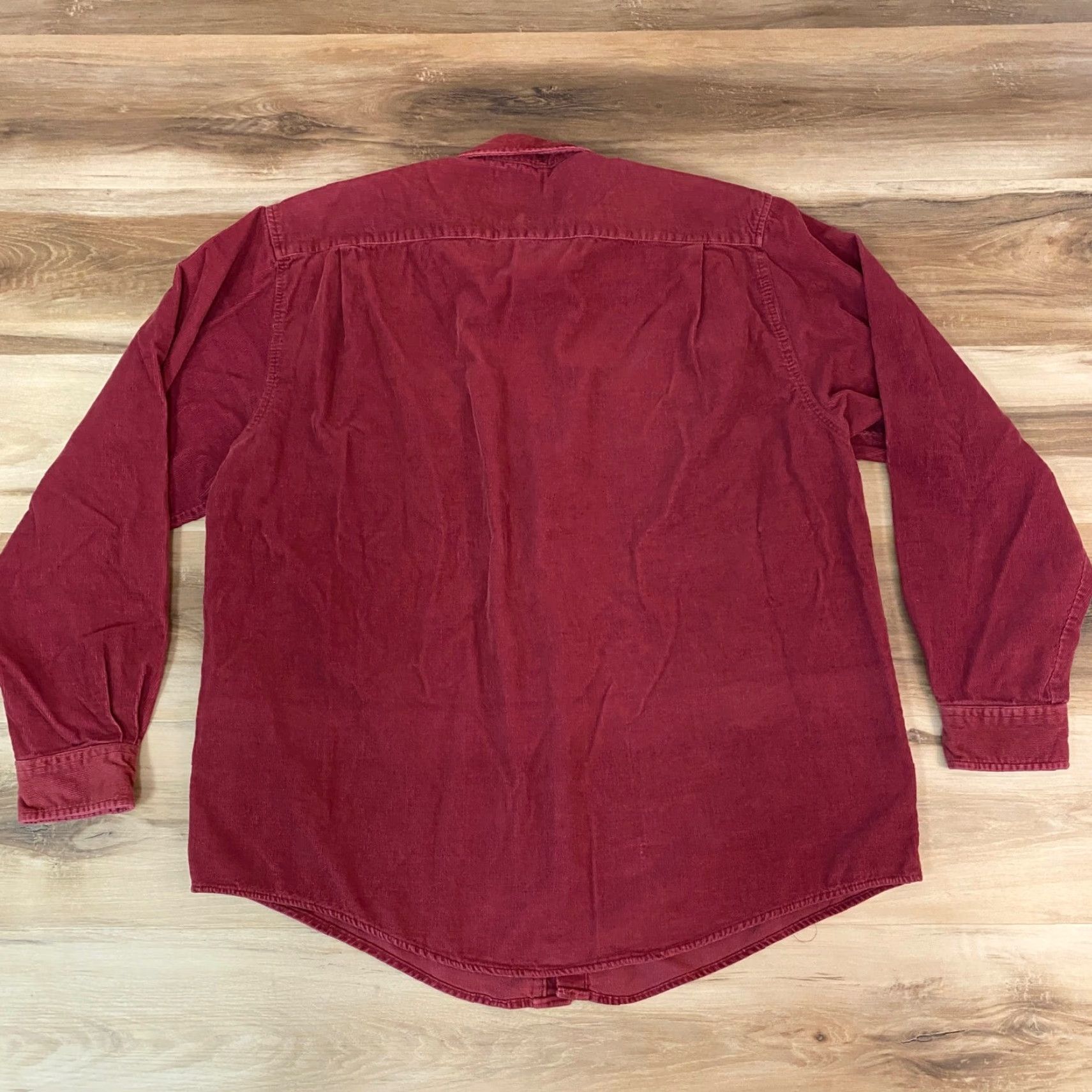 Merona Merona Button-Up Corduroy Shirt Mens Large Long Sleeve Burgundy Casual Shirt Size US L / EU 52-54 / 3 - 8 Thumbnail