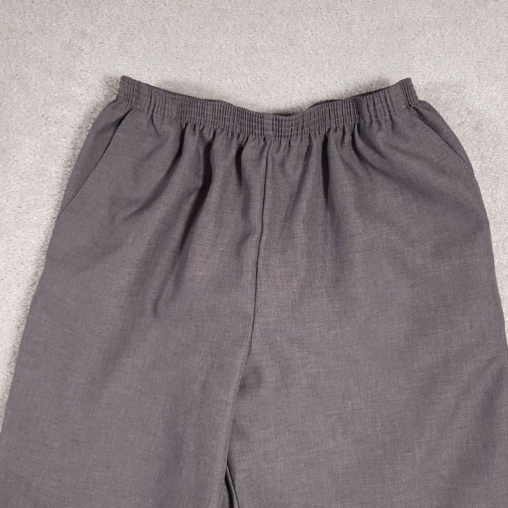 Vintage Alfred Dunner Pants Womens 14 Gray Elastic Waist Pockets 26x27.5 Knit Formal Dress Pants 80s 90s Men? Size 36" / US 14 / IT 50 - 3 Thumbnail
