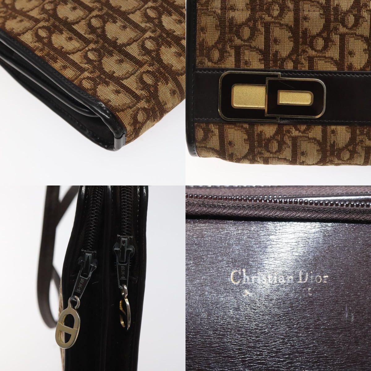 Dior DIOR Trotter Canvas Shoulder Bag Brown Gold Size ONE SIZE - 11 Thumbnail