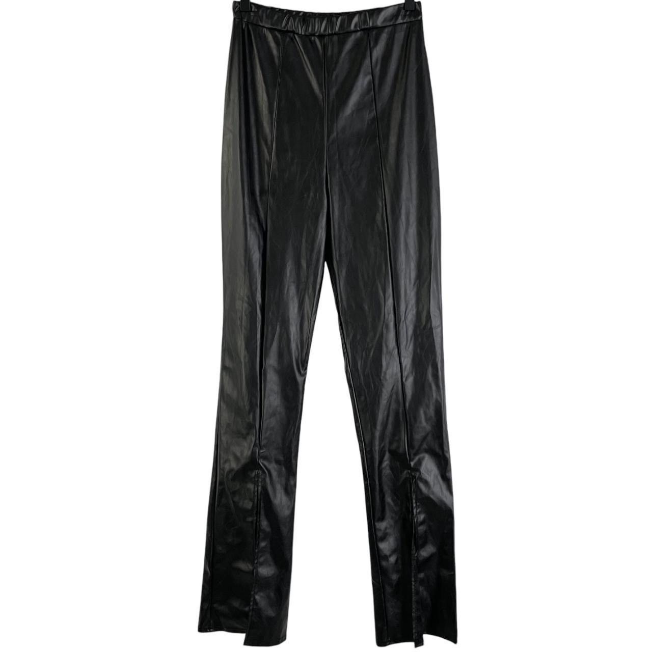 PrettyLittleThing PrettyLittleThing Faux Leather Front Split High Rise Pants Size 28" / US 6 / IT 42 - 3 Thumbnail