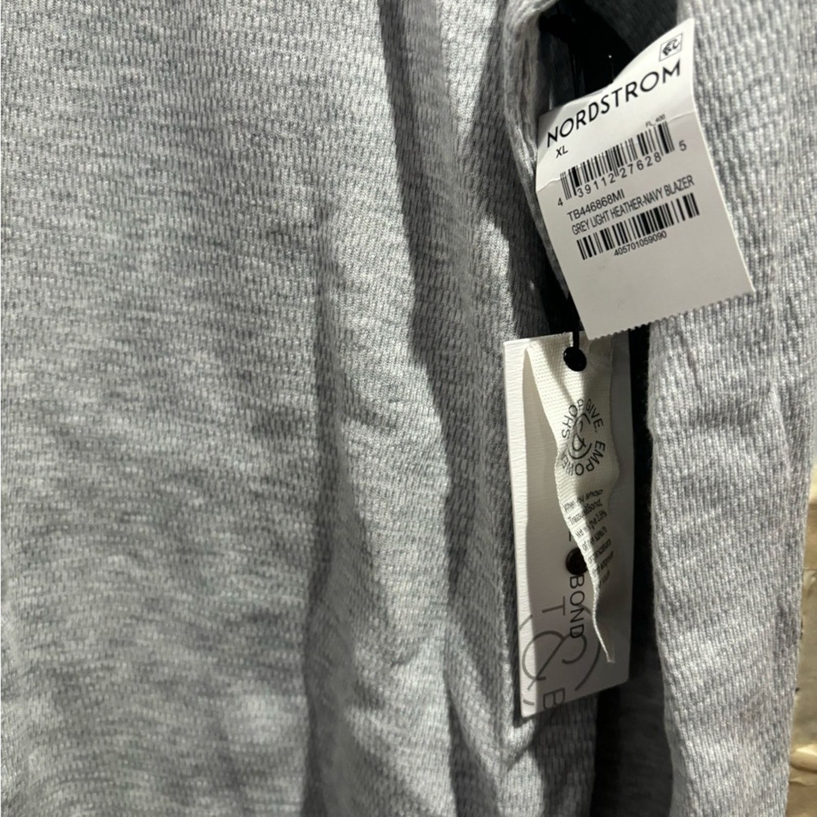 Treasure & Bond TREASURE & BOND Grey Heather-Navy Crew Neck Trim Thermal Top Size XL / US 12-14 / IT 48-50 - 4 Thumbnail