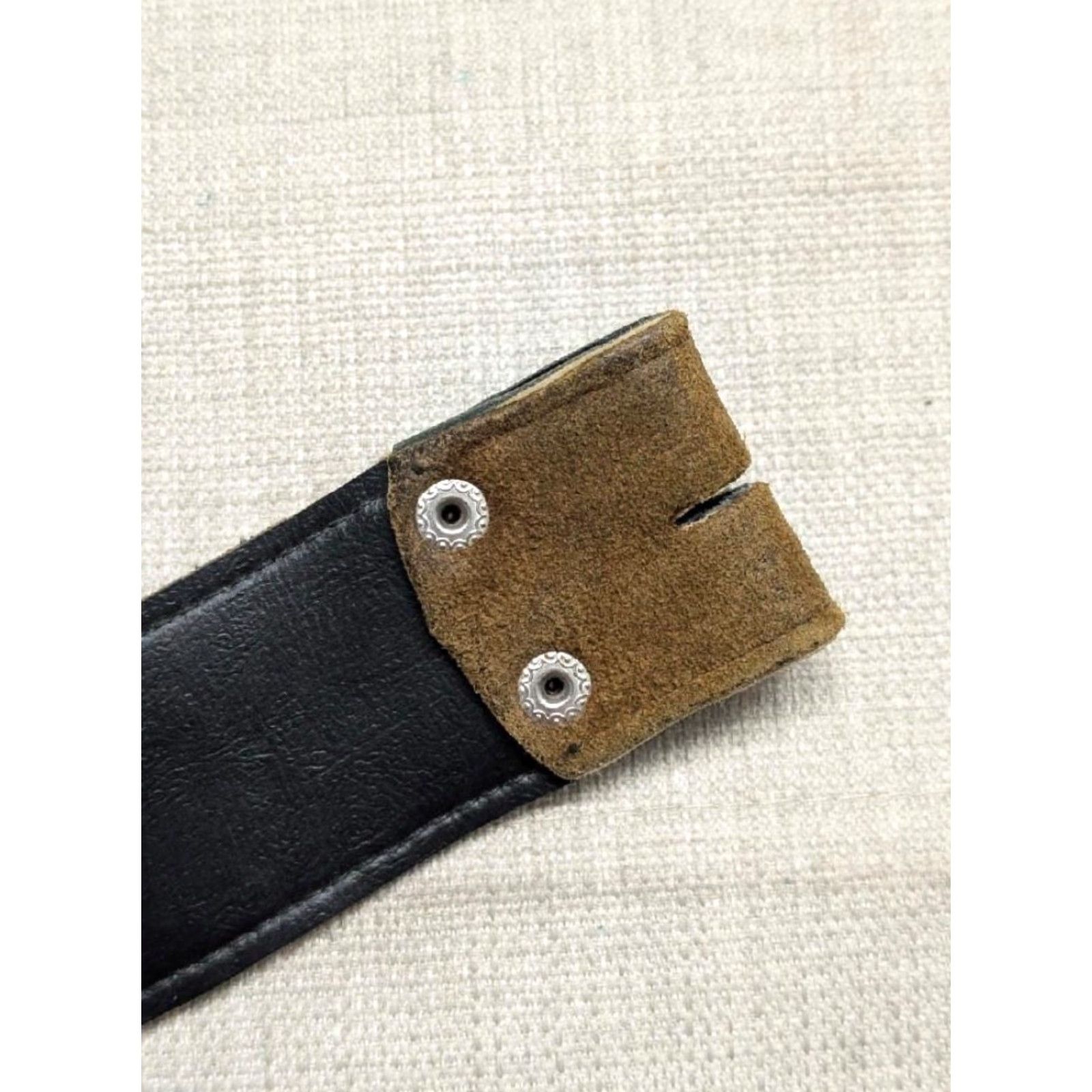 Vintage vintage western belt Handcrafted brown Leather 36 belt Buckle SUEDE Cowhide 1-7/8" wide Men Mens Size 36 - 4 Thumbnail