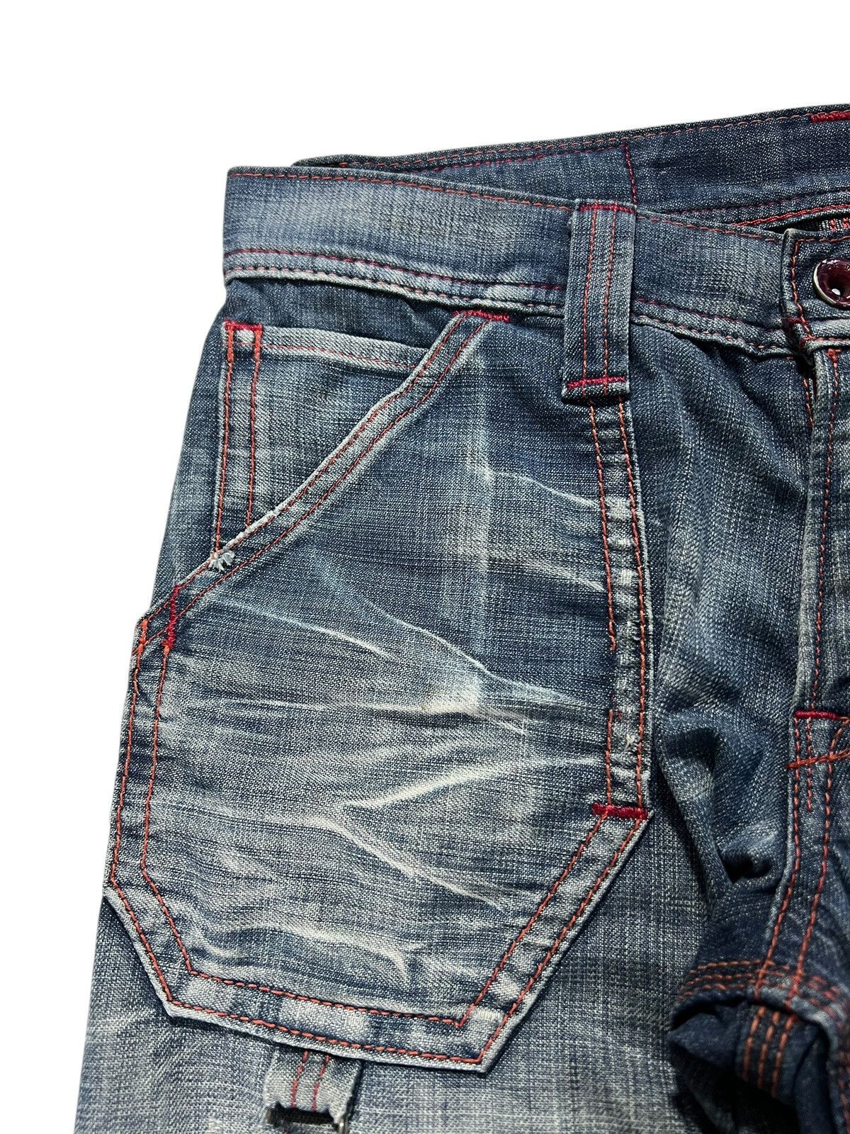 Edwin 💥Flare💥Vintage Edwin 503 Blue Trip Distress Jeans Size US 31 - 9 Thumbnail