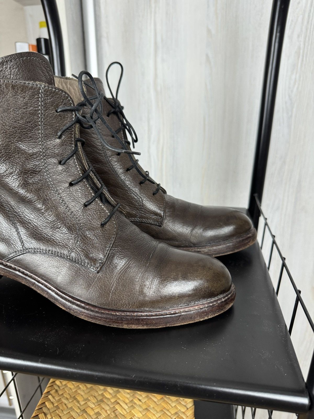 MoMA Moma Leather Laces Zipper Brown Ankle Boot Size US8 EU38 Size US 8 / IT 38 - 4 Thumbnail