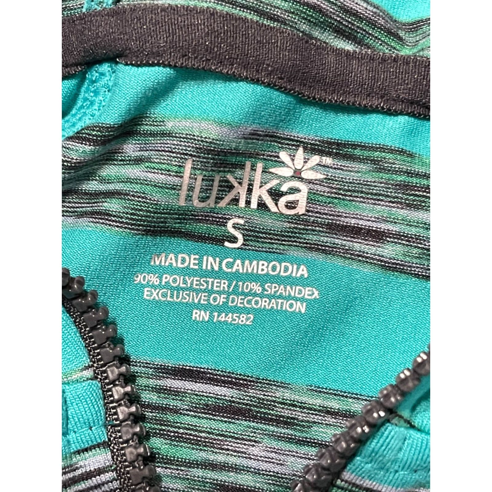 Vintage Lukka Hoodie Women's Small Green Gray Full Zip Drawstring Casual Modern Striped Regular Sleeve Size S / US 4 / IT 40 - 5 Thumbnail