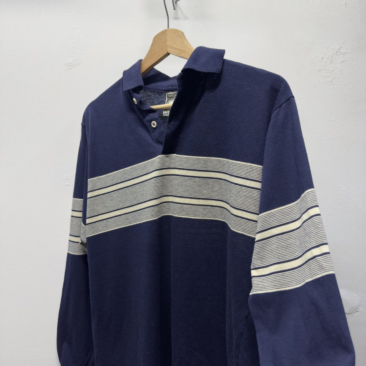 Vintage 70s Campus Striped Rugby Polo Shirt ERD Grunge USA Size US L / EU 52-54 / 3 - 5 Thumbnail