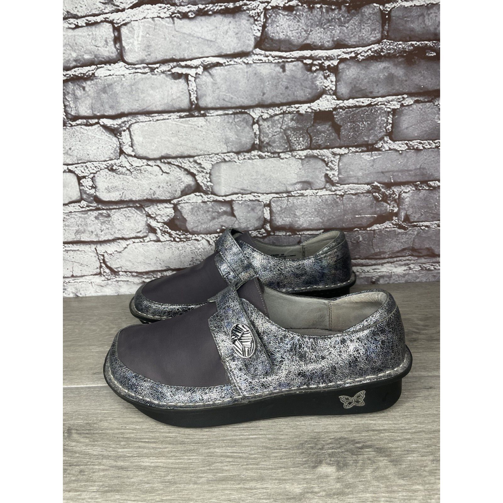 Allegri Alegria DEN-735 MOON SHADOW Gray Leather Shoes Slip-On Clogs Size US 9 / IT 39 - 22 Thumbnail