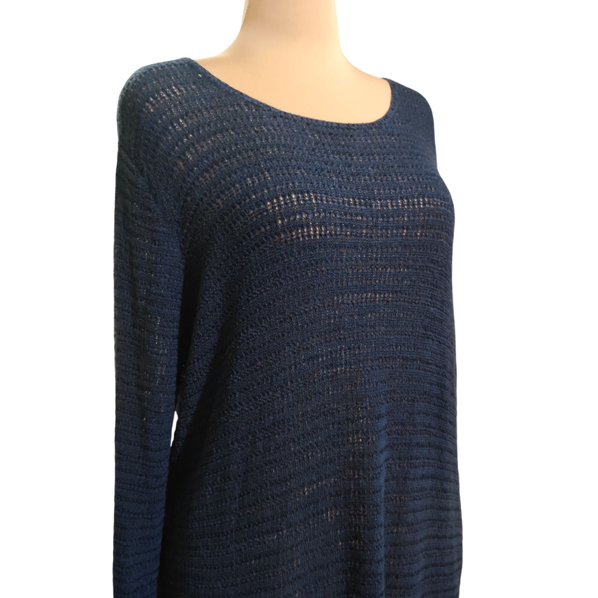 Chicos Chicos 3 XL 16 Navy Blue Open Knit Sweater Lightweight Slouc Size XXL / US 16-18 / IT 52-54 - 2 Thumbnail