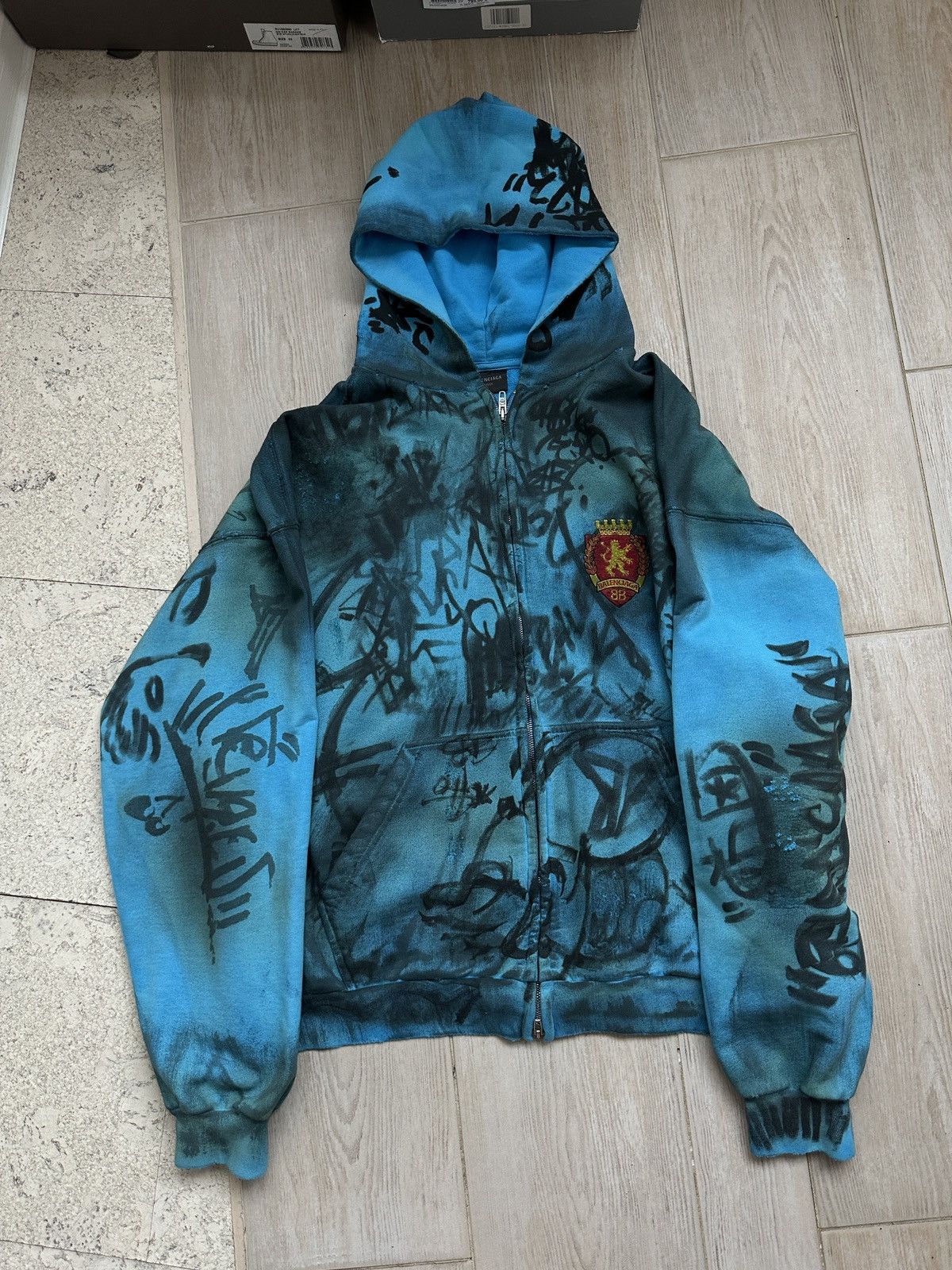 Balenciaga SS23 Balenciaga Skater Graffiti Distressed Zip Up