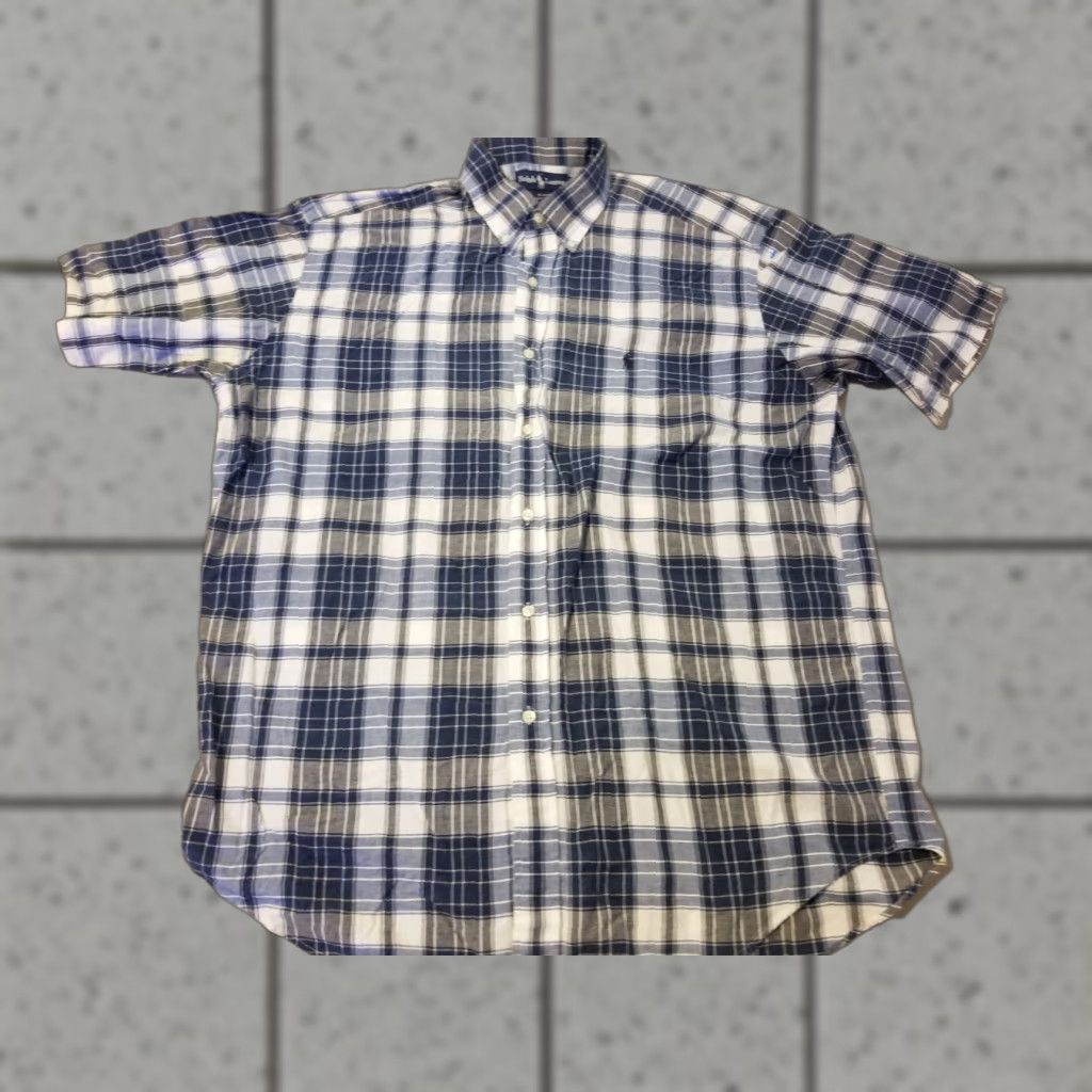 Polo Ralph Lauren Polo Ralph Lauren Shirt Mens Button-Up Plaid Dress Blue L Short Sleeve Size 42R - 1 Thumbnail