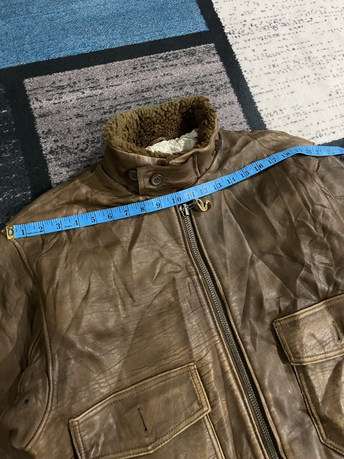 Vintage Vintage Sheep Leather Bomber Jacket Size US L / EU 52-54 / 3 - 22 Thumbnail