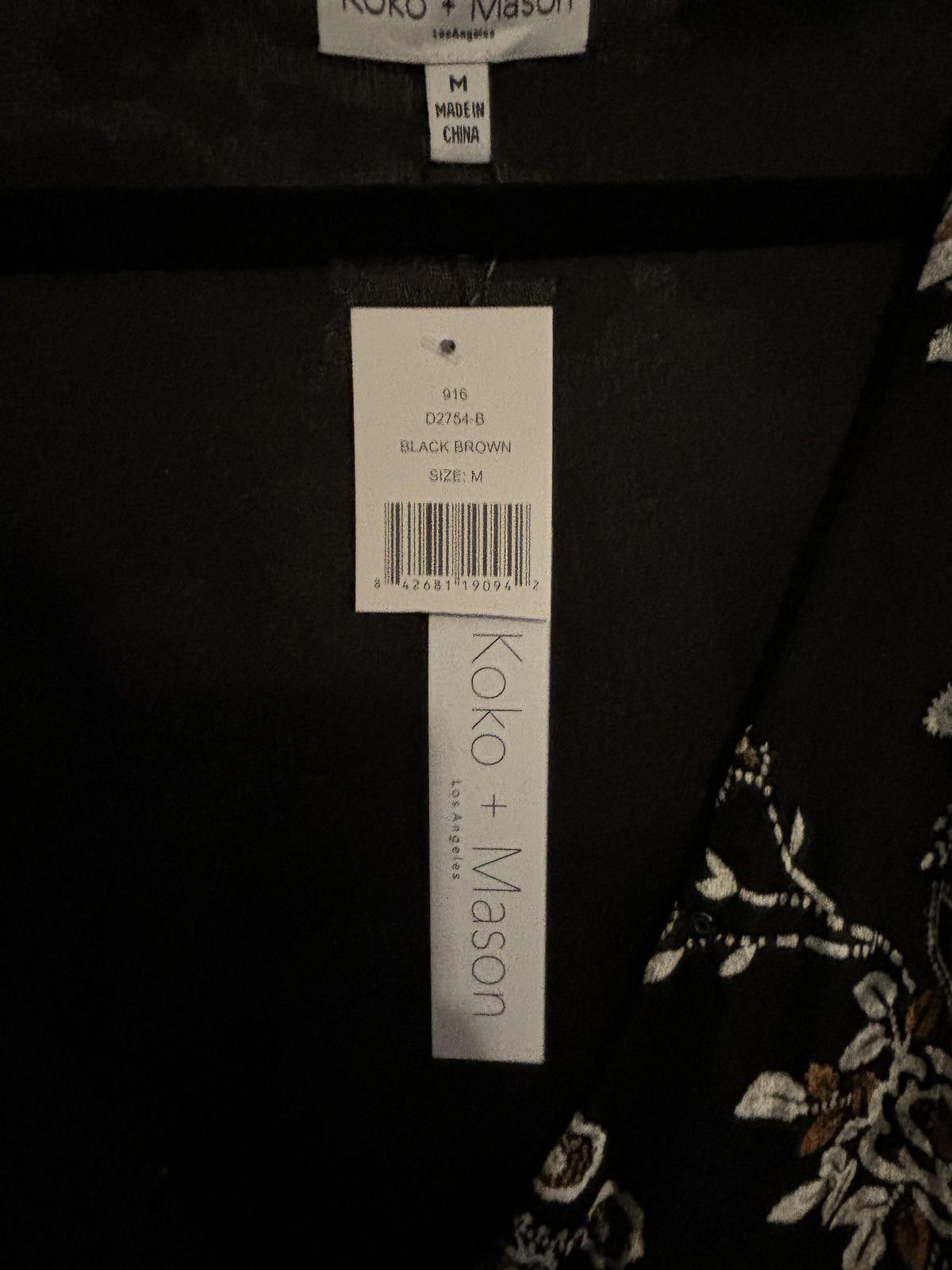Designer NWT Koko + Mason Black Floral Velvet Faux Wrap Dress M Size M / US 6-8 / IT 42-44 - 8 Thumbnail