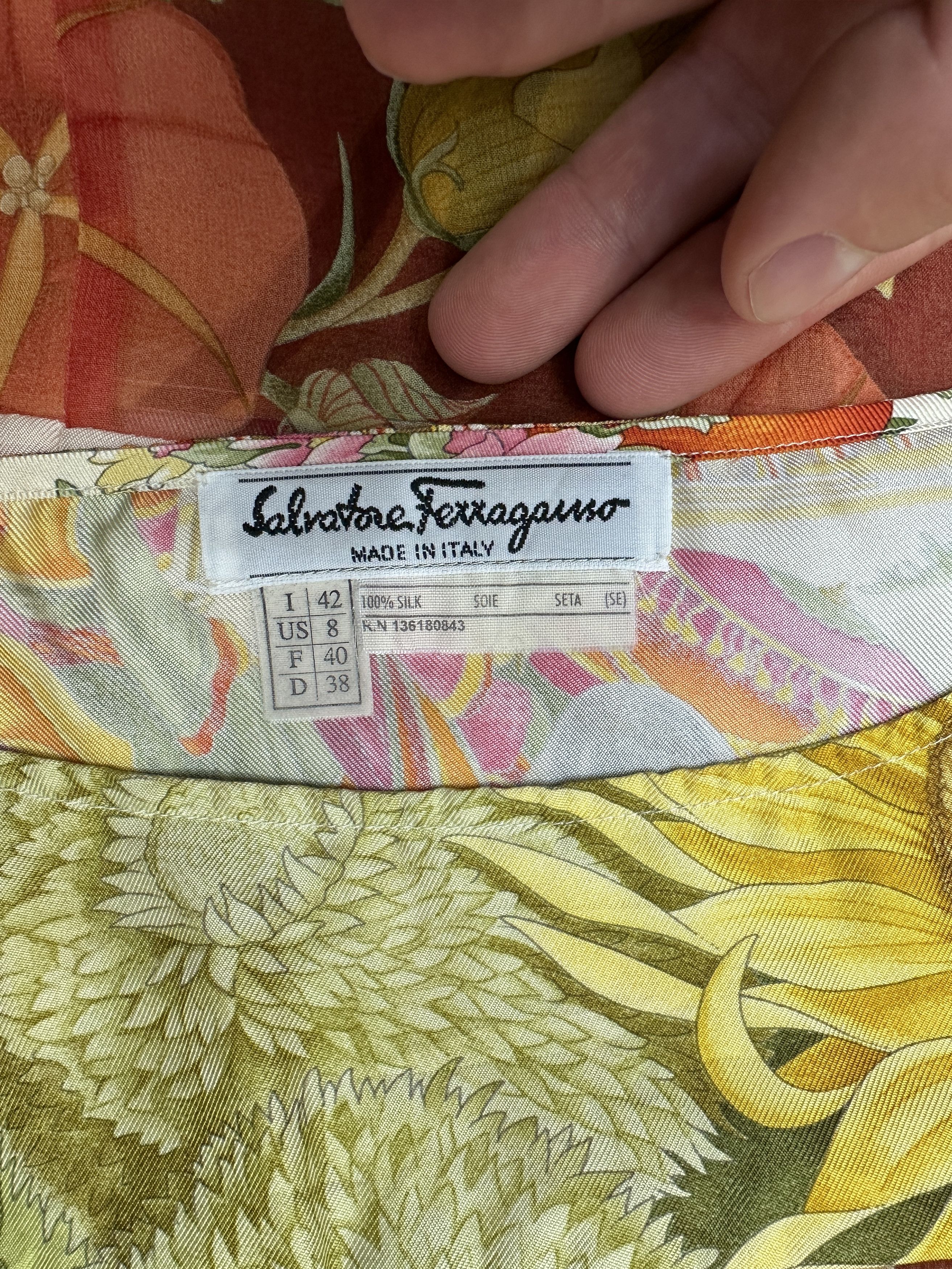 Salvatore Ferragamo Salvatore Ferragamo 100% Silk Print Sleeveless IT 42 US 8 Size M / US 6-8 / IT 42-44 - 3 Thumbnail