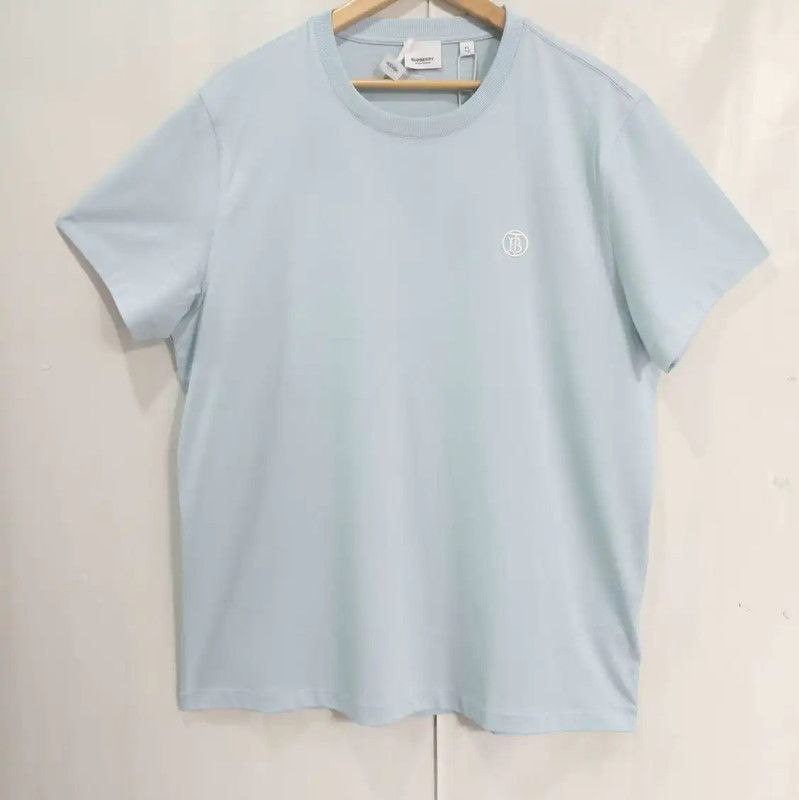Burberry Burberry Light Blue Cotton Embroidered T-Shirt Size US L / EU 52-54 / 3 - 1 Thumbnail