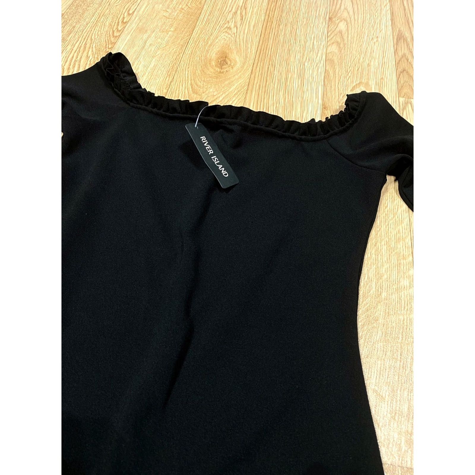 River Island VINTAGE River Island Dress UK 8 Neo Classic Off The Shoulder Black Womens (New With Defect) Size M / US 6-8 / IT 42-44 - 5 Thumbnail