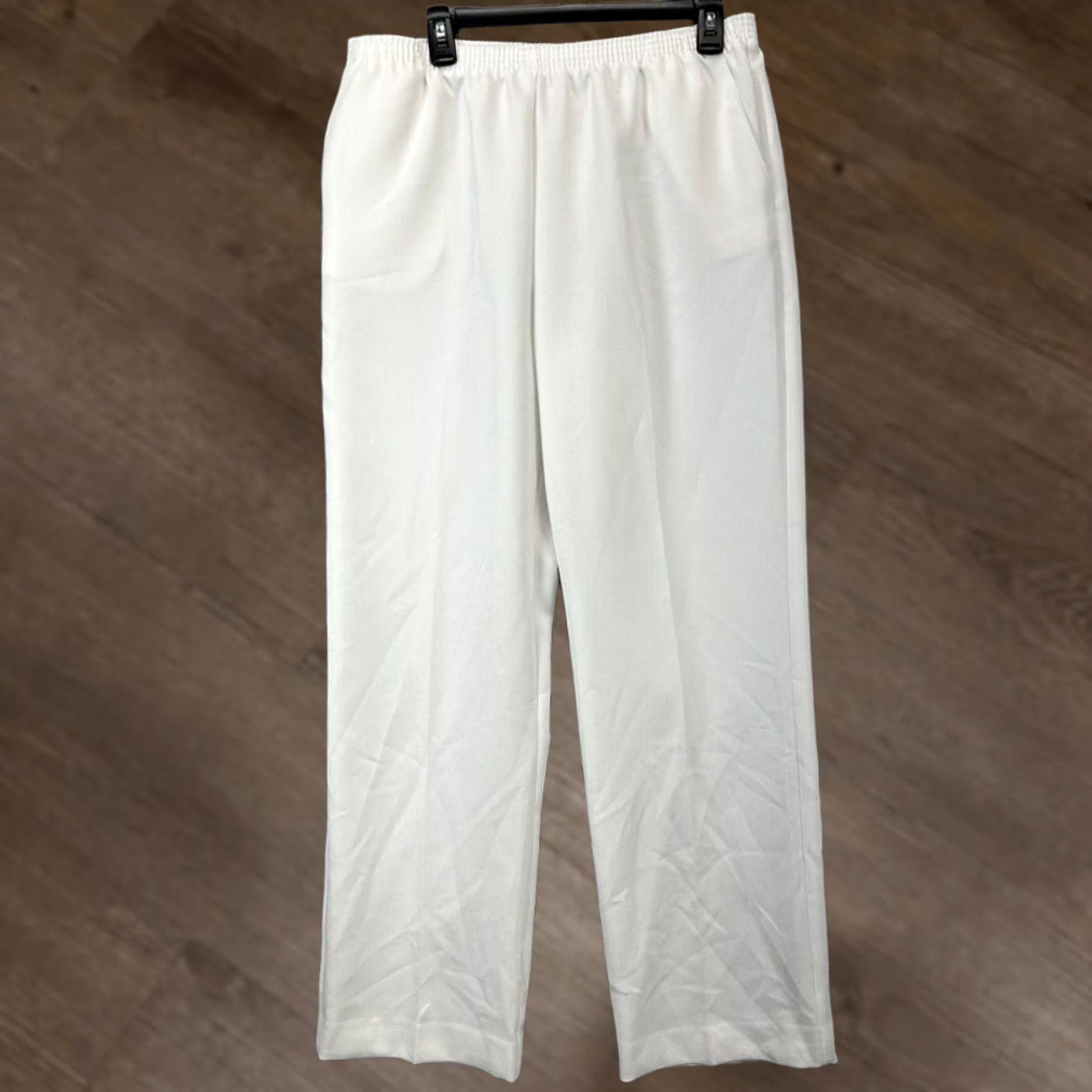Vintage Alfred Dunner Pants Womens 12 White Wide-Leg Elastic Waist Pull On High-Rise NEW Size 34" / US 12 / IT 48 - 1 Thumbnail