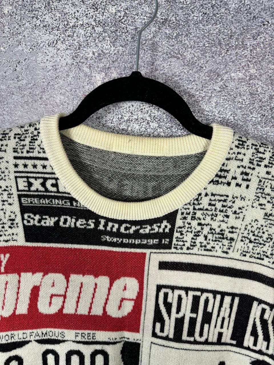 Supreme Supreme Newspaper Crewneck Merino Wool Sweater Large Size US L / EU 52-54 / 3 - 10 Thumbnail