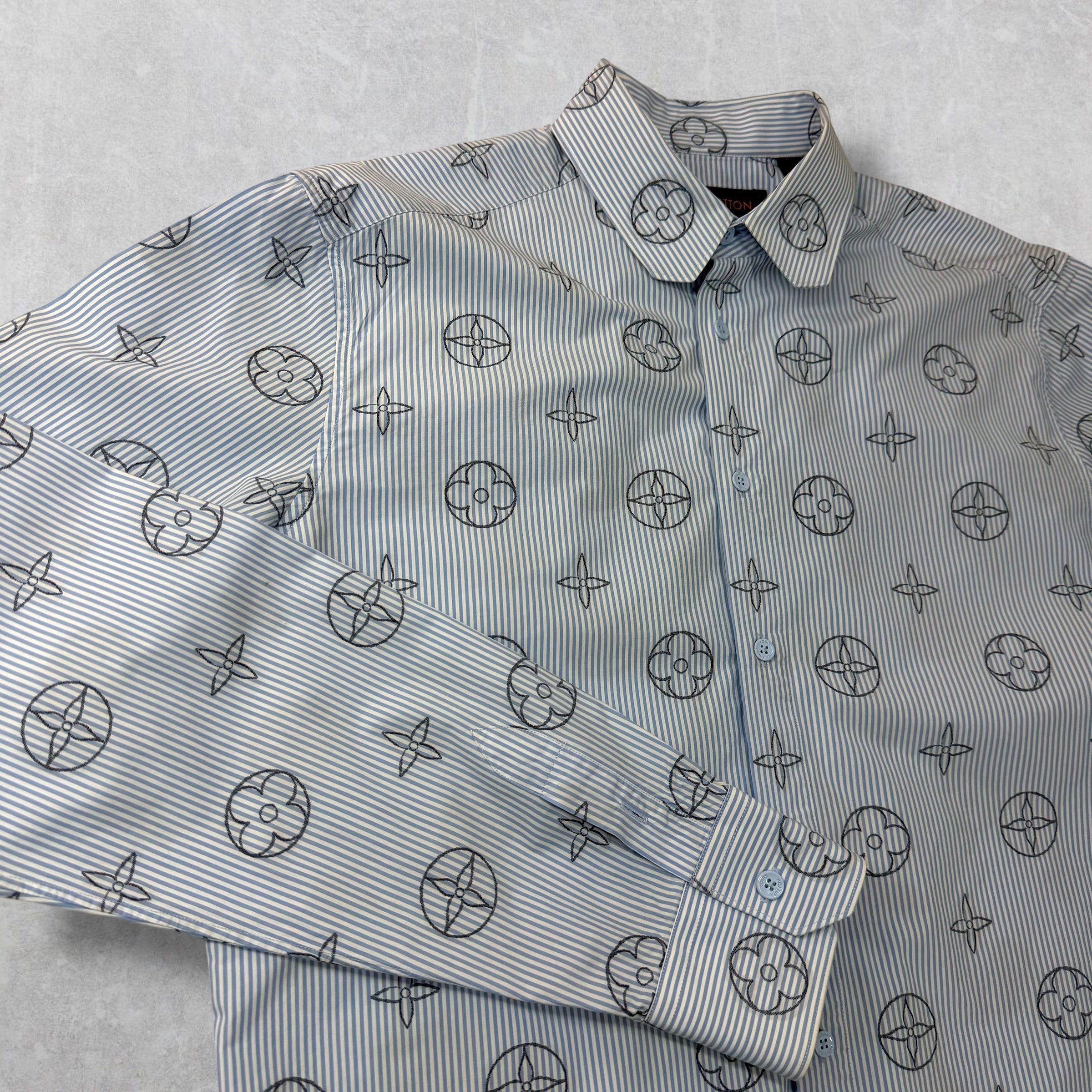 Louis Vuitton Louis Vuitton Monogram Placed Graphic Striped Shirt M Size US M / EU 48-50 / 2 - 3 Thumbnail