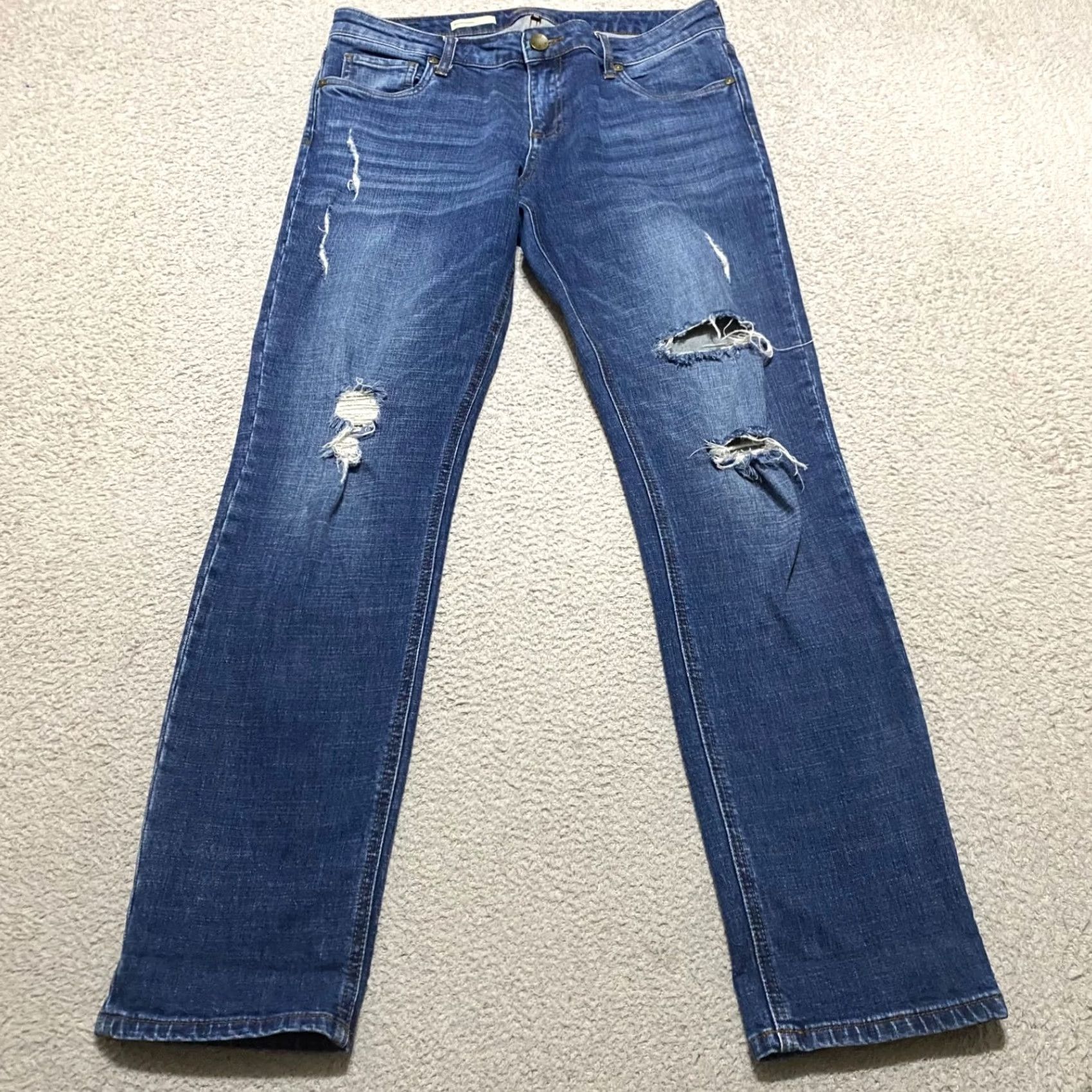 Vintage KUT from the Kloth Jeans Women sz 10 Blue Denim Medium Wash Distressed Mid Rise Jeans Womens Regular 5-Pocket Design Distressed Stretch Size 32" / US 10 / IT 46 - 2 Thumbnail