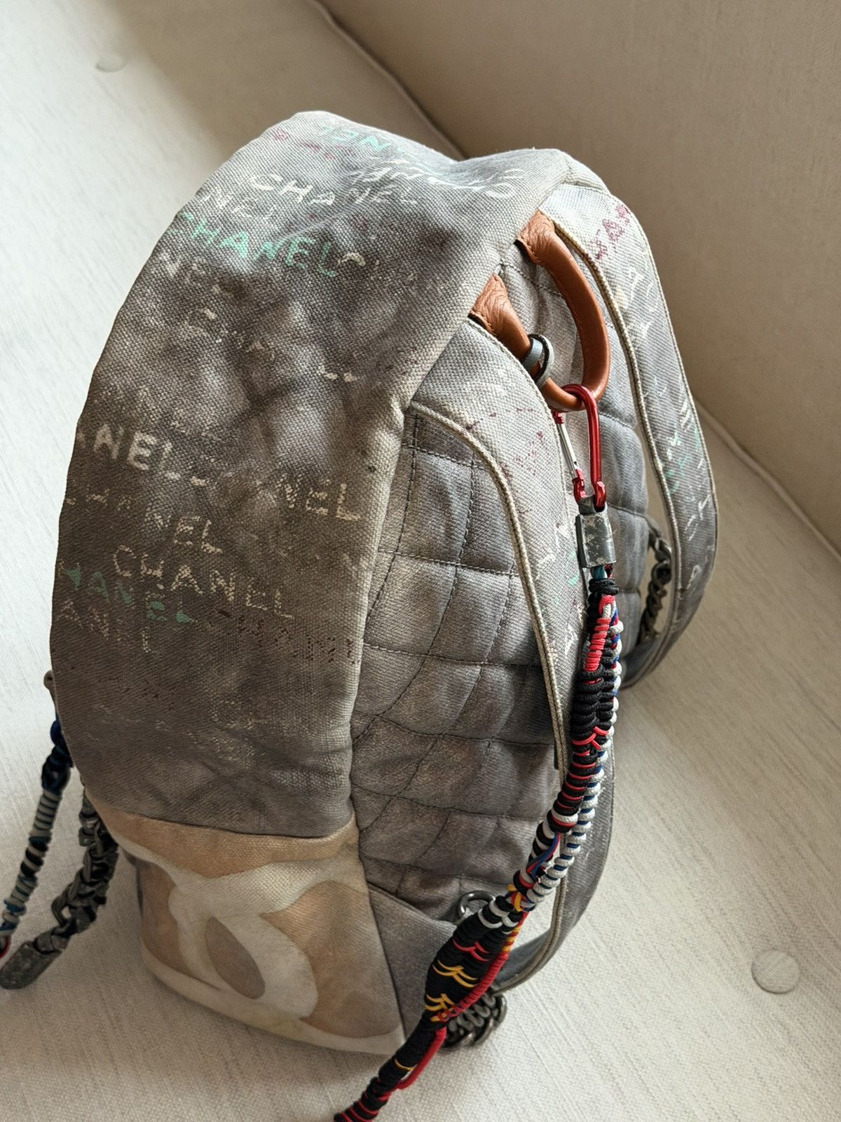 Chanel Chanel 2014 Art School Graffiti Canvas Grey Backpack Size ONE SIZE - 3 Thumbnail