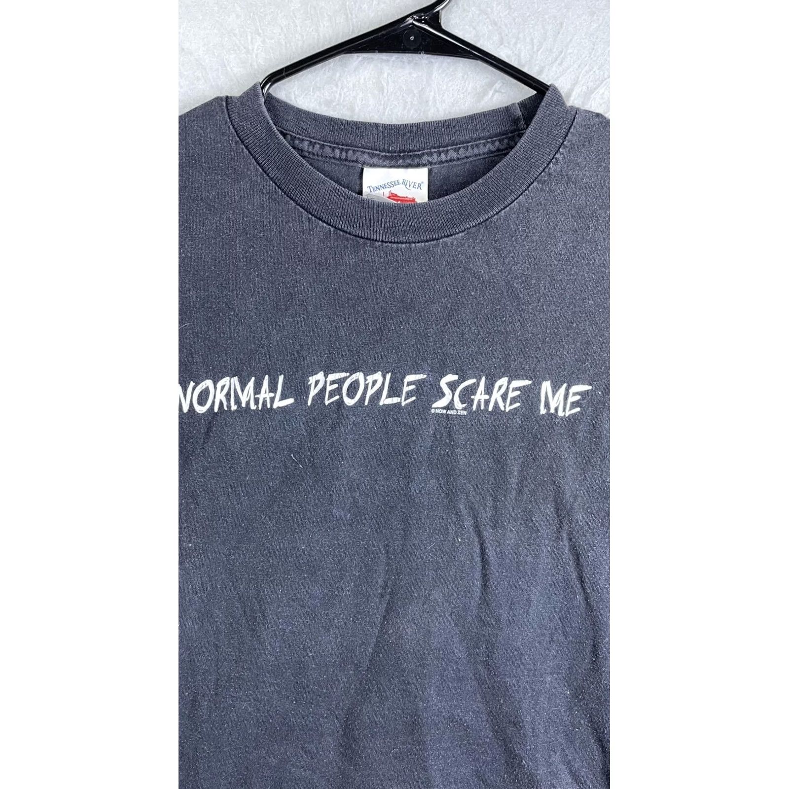 Vintage Normal People Scare Me Shirt Mens XL Black Graphic Tee Tennessee River Horror Size US XL / EU 56 / 4 - 2 Thumbnail