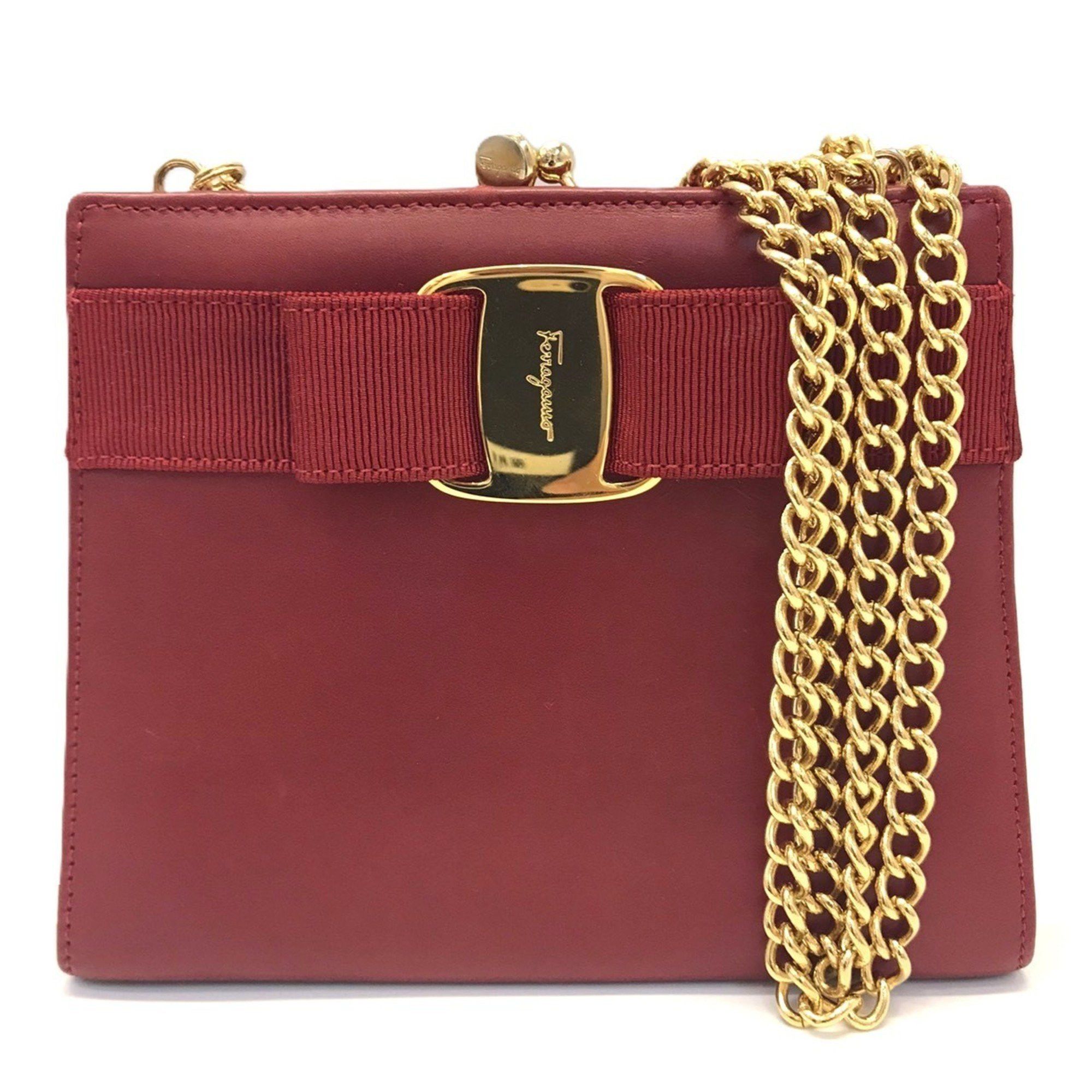 Salvatore Ferragamo Salvatore Ferragamo Ferragamo Chain Mini Shoulder Bag Vara Ribbon Women's Pochette Red FERRAGAMO Size ONE SIZE - 1 Thumbnail
