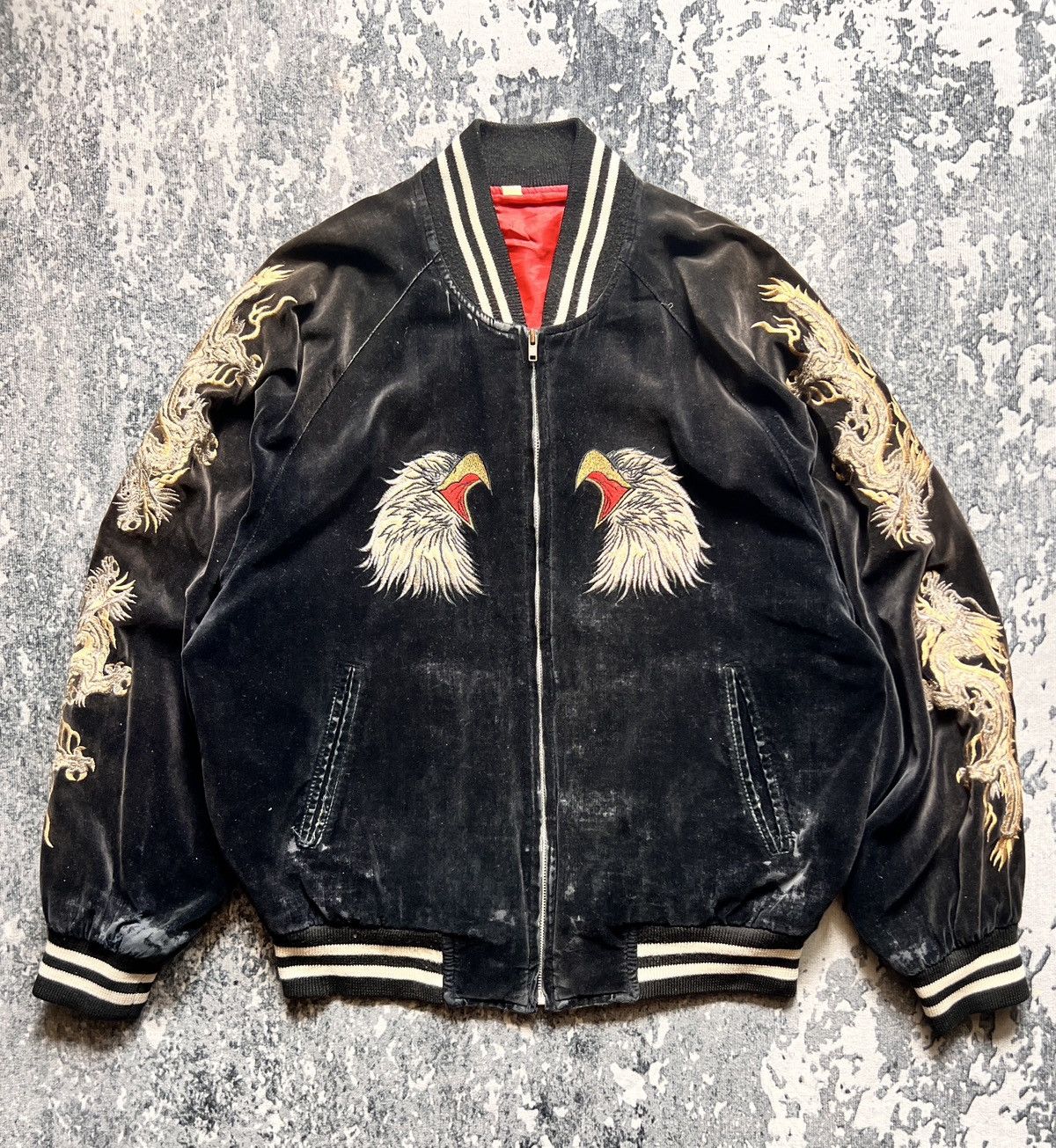 Vtg Velvet Sukajan Japan Yokosuka Souvenir Jacket