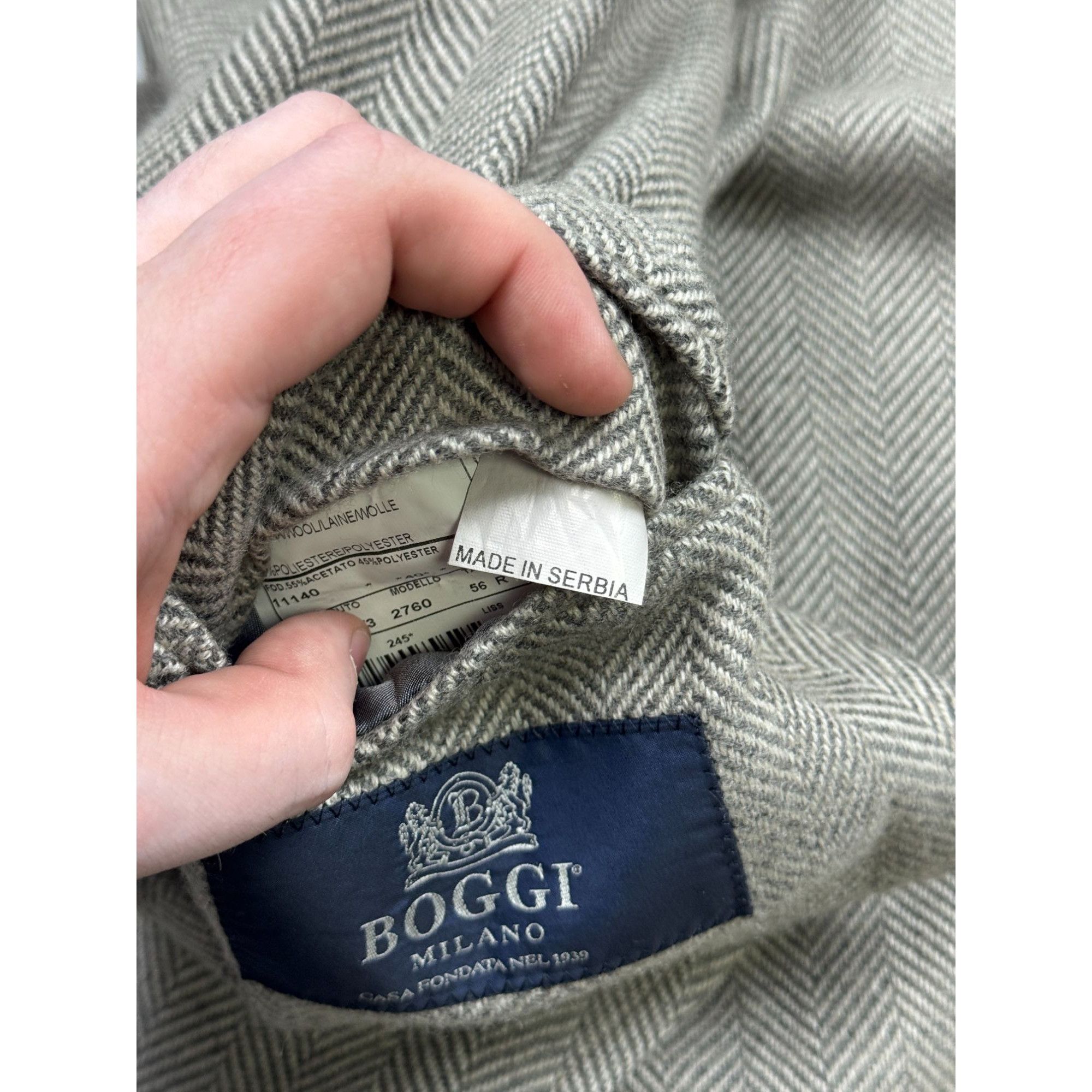 Boggi Boggi Milano Wool Blend Two Button Pattern (Y1237) Size 44R - 8 Thumbnail