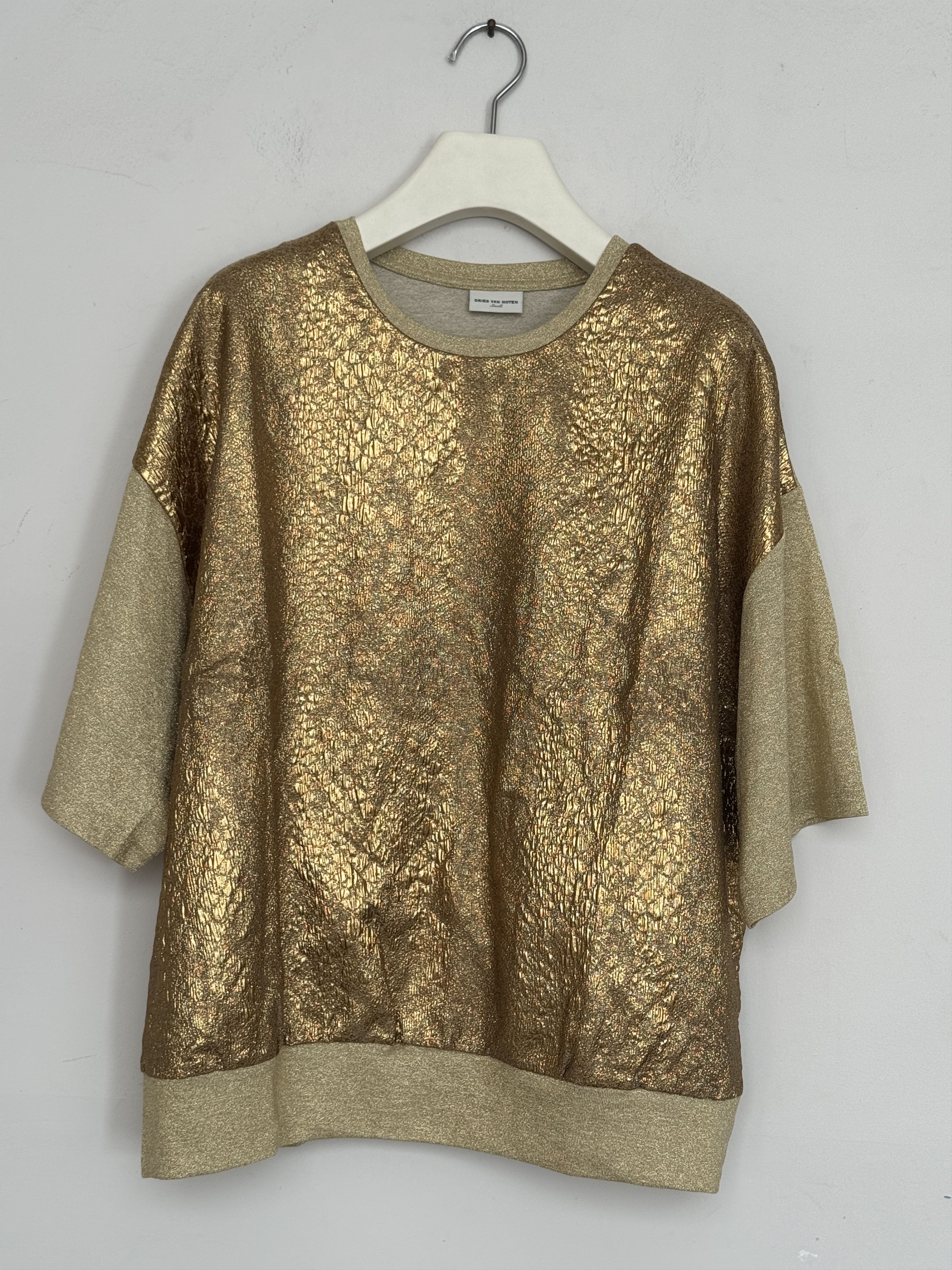 Dries Van Noten Dries Van Noten Metallic Short-Sleeve Top Size S / US 4 / IT 40 - 1 Thumbnail