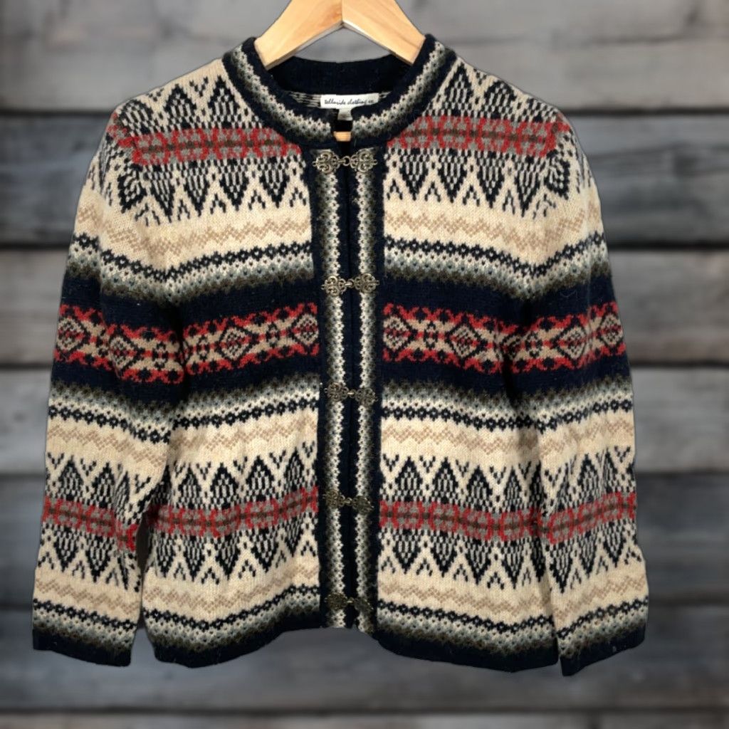 Vintage VINTAGE Telluride Clasp Wool Cardigan Women’s Medium Brown Geometric Southwestern 90s Classic Hipster Retro Aztec Knit Style Cardigan Mens Women? Size M / US 6-8 / IT 42-44 - 1 Thumbnail