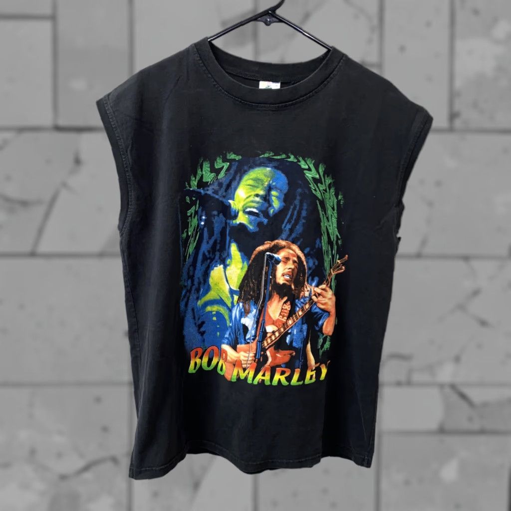 Vintage Island Expressions Bob Marley Sleeveless T-Shirt Mens Black XL Size Size US XL / EU 56 / 4 - 1 Thumbnail