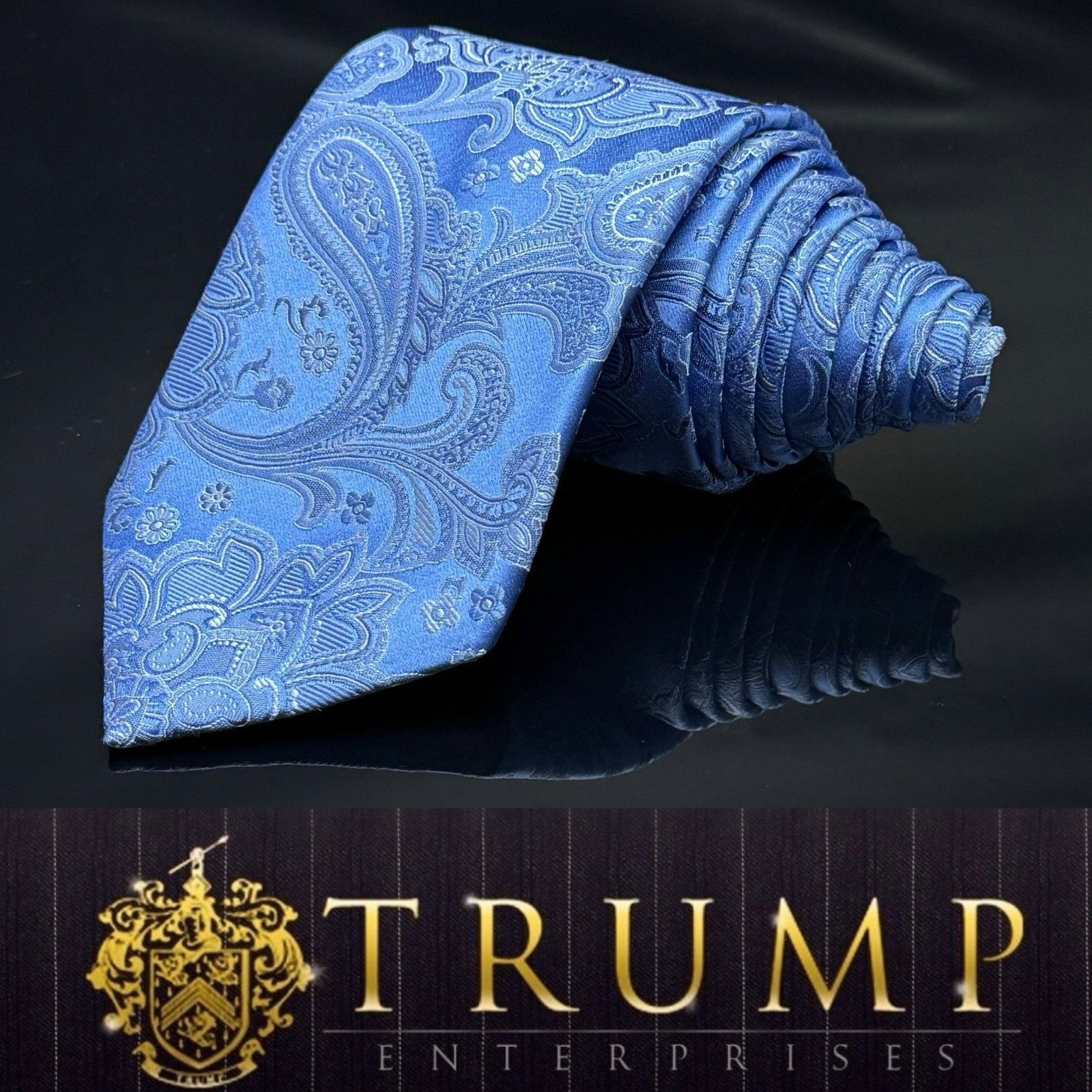 Donald Trump Donald J Trump Signature Collection Blue Paisley Tie 58.5" Size ONE SIZE - 1 Thumbnail