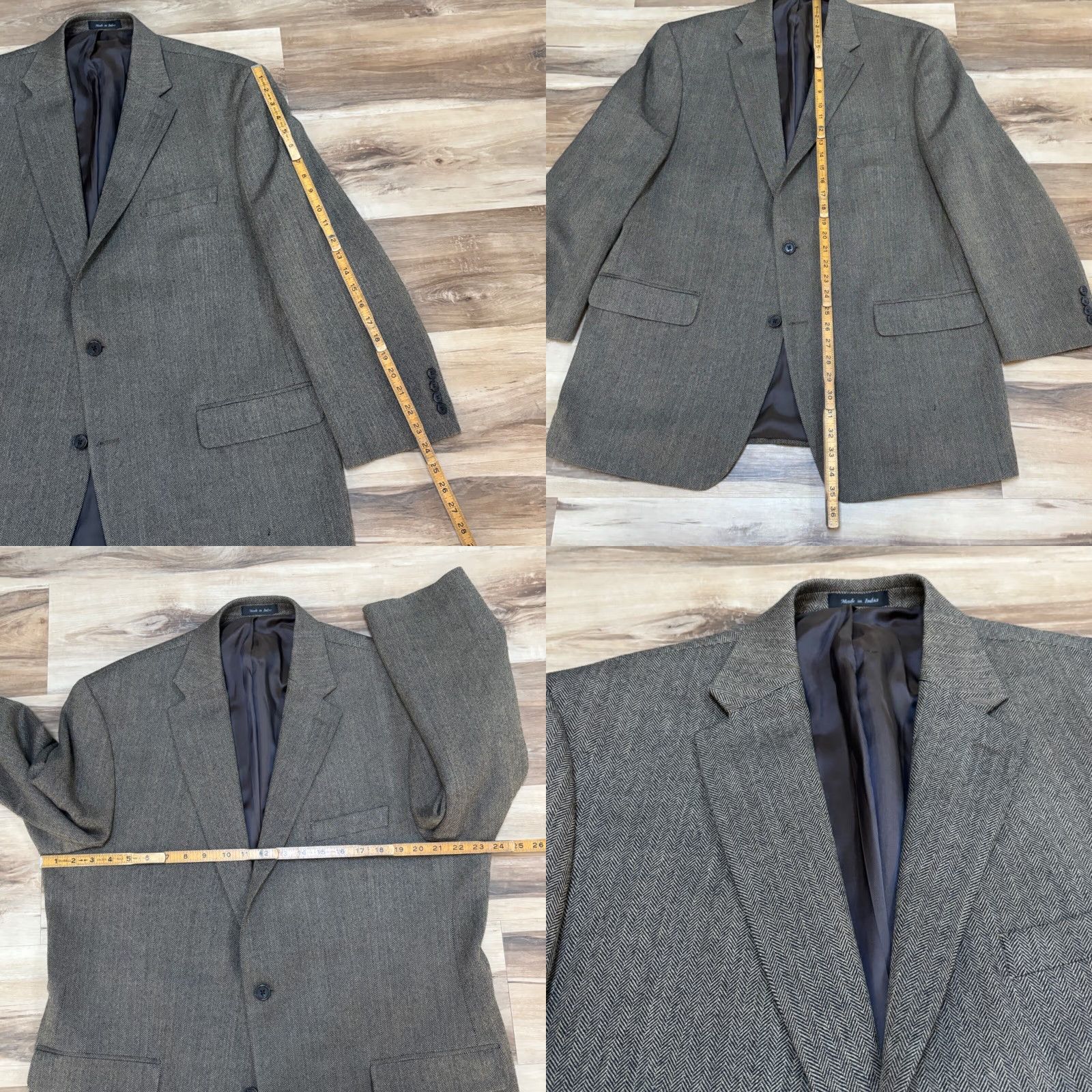 Ralph Lauren VINTAGE Lauren Ralph Lauren Blazer Mens 46L Lambs Wool Houndstooth Sport Coat Size 46R - 8 Thumbnail