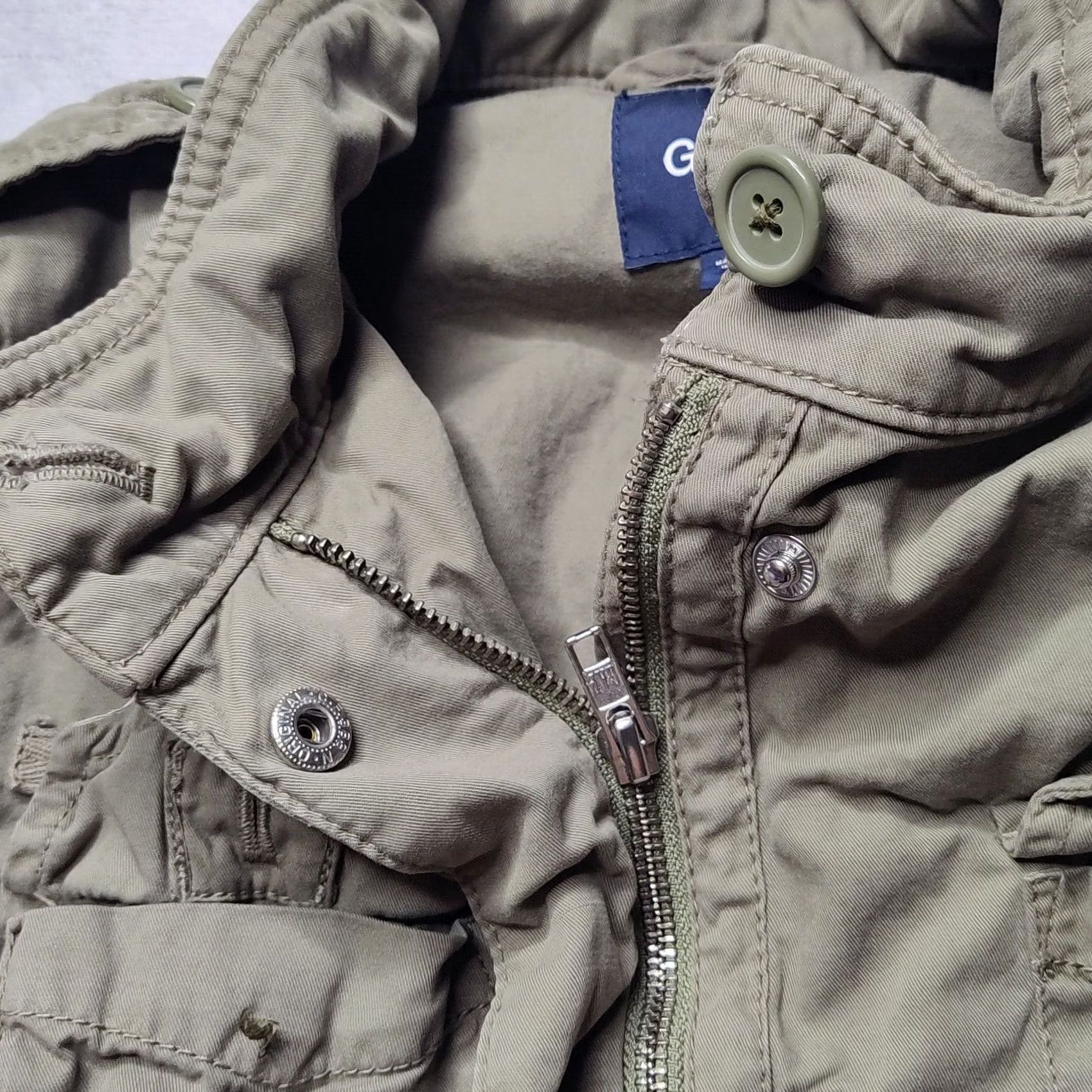 Gap GAP Women Small Olive Drab 100% Cotton Long Sleeve Utility Jacket, Regular Fit, Solid, Full Zip, Pockets, All Seasons, Casual, Green, Jacket, Women Size S / US 4 / IT 40 - 4 Thumbnail