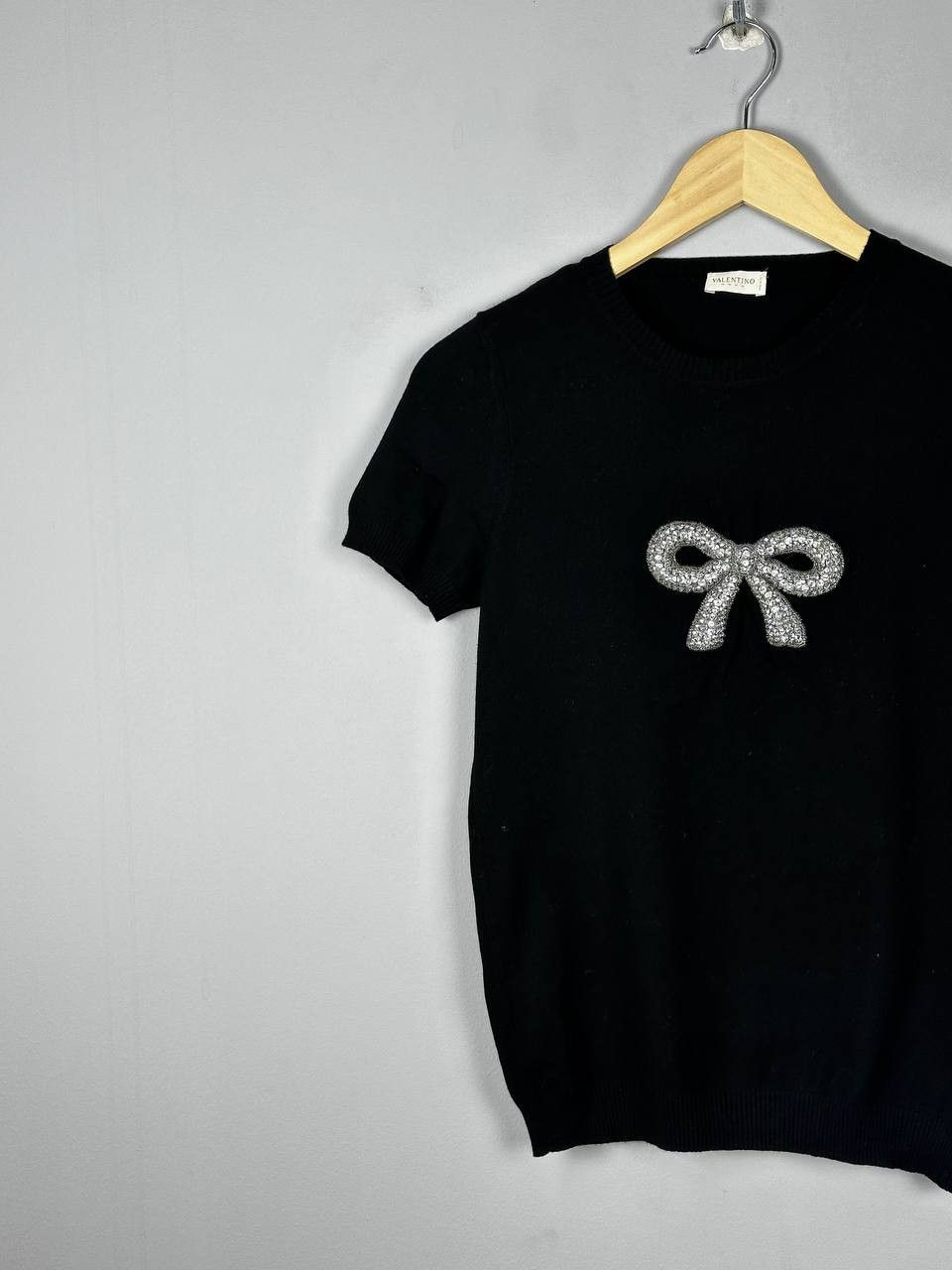 Valentino Valentino Roma Black Knitted Luxury T Shirt Size XS / US 0-2 / IT 36-38 - 2 Thumbnail