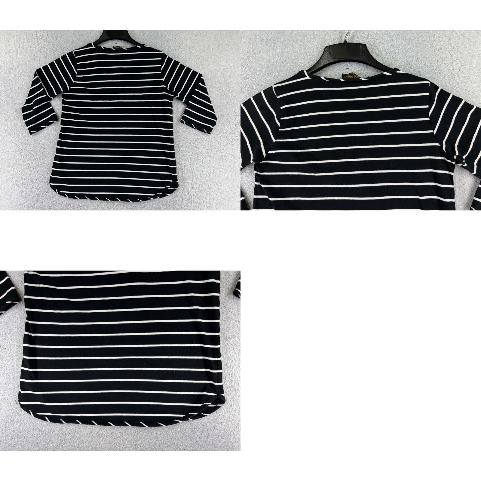 Bob Mackie Bob Mackie Wearable Art Shirt Womens XS Black White Stripe Round Neck Cotton Blend Jersey 3/4 Sleeve Embroidered Vintage No Size XS / US 0-2 / IT 36-38 - 9 Thumbnail