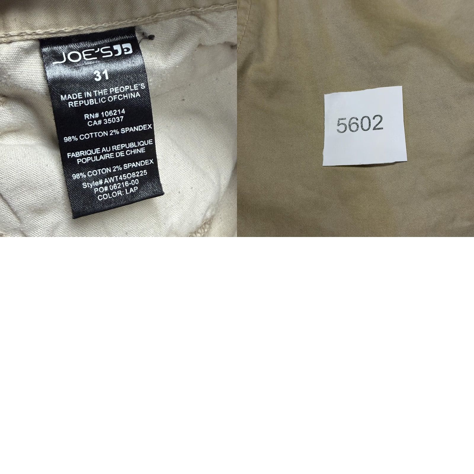 Vintage Joe's Jeans Pants Mens 31x32 Beige Chino Stretch Elastic Waist Straight Casual Size US 31 - 10 Thumbnail