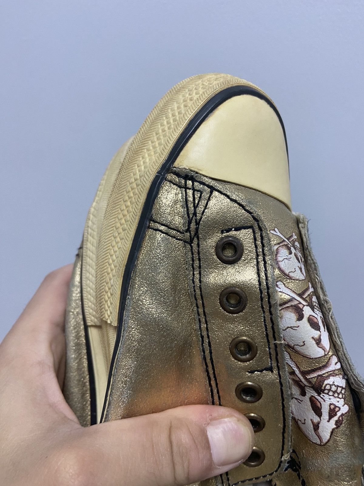 Christian Audigier × Ed Hardy × Vintage Ed Hardy Skull vintage shoes Low Top Sneakers Gold Size US 7 / EU 40 - 12 Thumbnail