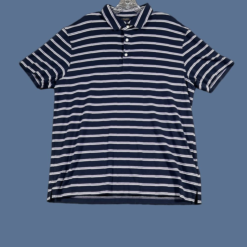Brooks Brothers Brooks Brothers Polo Shirt Mens XL Slim Fit Blue Striped Short Sleeve Size US XL / EU 56 / 4 - 1 Thumbnail