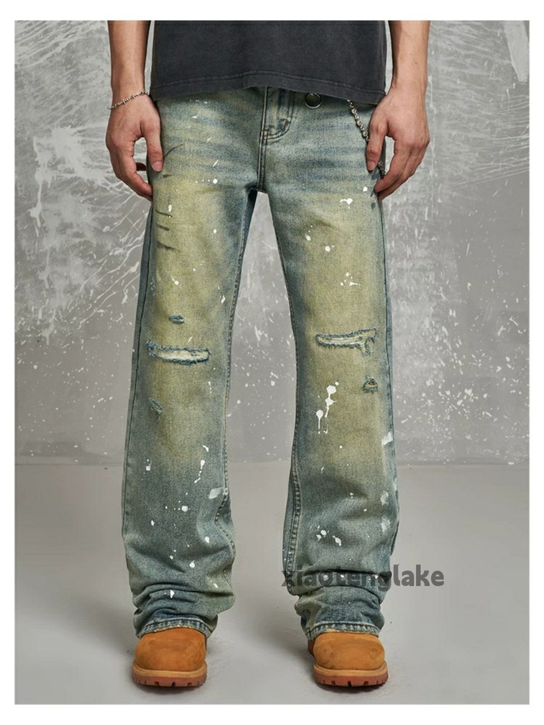 Jean × Vintage washed faded rusty paint stain damaged punk hiphop jeans Size US 34 / EU 50 - 6 Thumbnail