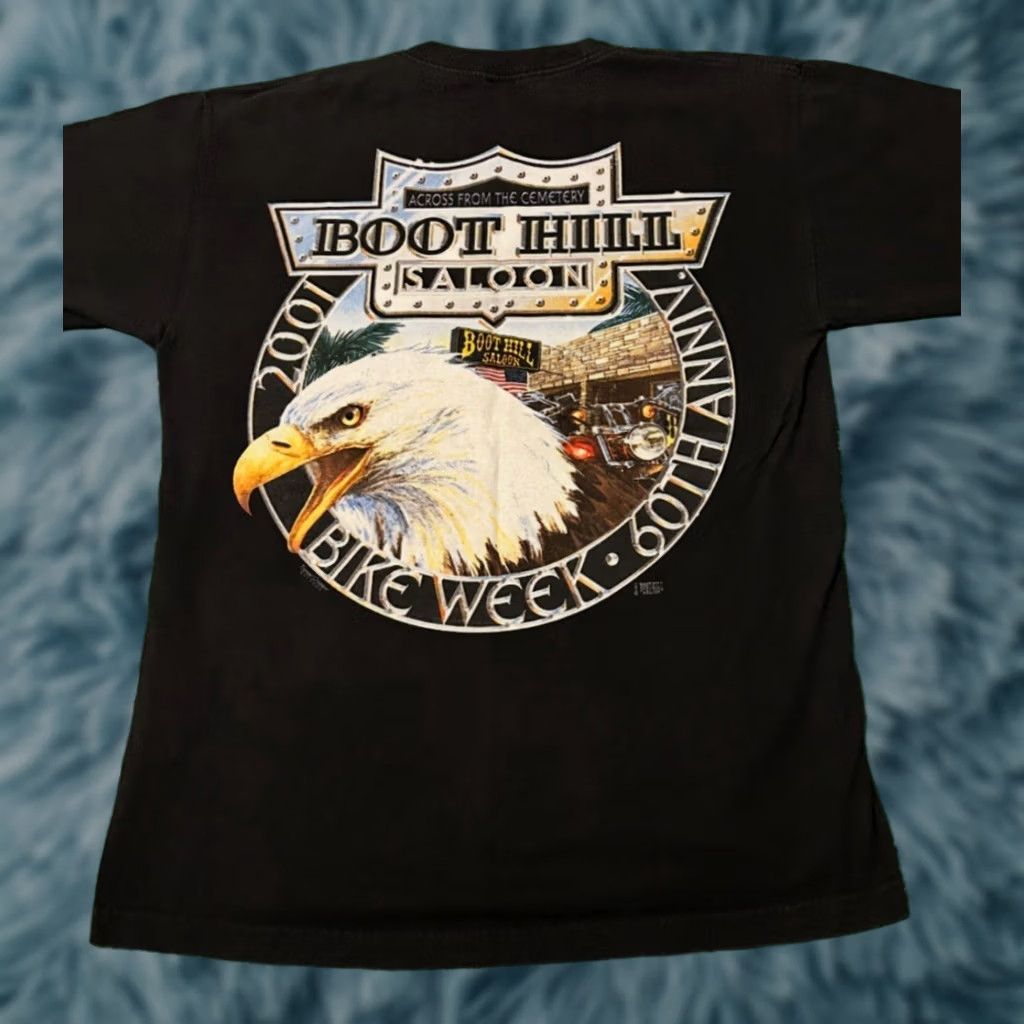 Vintage VINTAGE Boothill Saloon Biker Daytona Bike Week 2001 Y2K VTG Shirt Mens L Black 90s BBQ? Size US L / EU 52-54 / 3 - 1 Thumbnail
