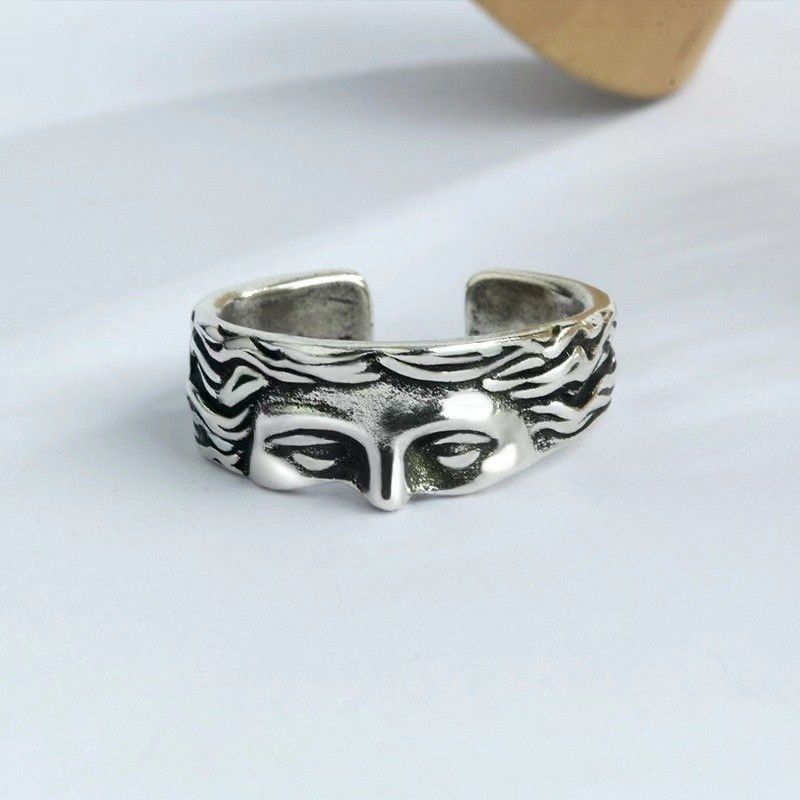 Jewelry Men's Stylish Open-Band Half-Face Ring Size ONE SIZE - 1 Thumbnail