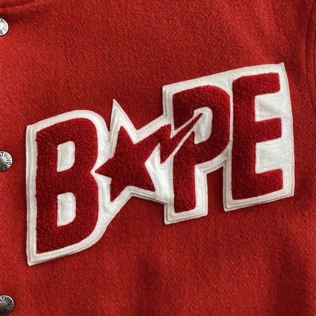 Bape BAPE STA Logo Leather Sleeve Varsity Jacket a bathing ape Size US L / EU 52-54 / 3 - 3 Thumbnail