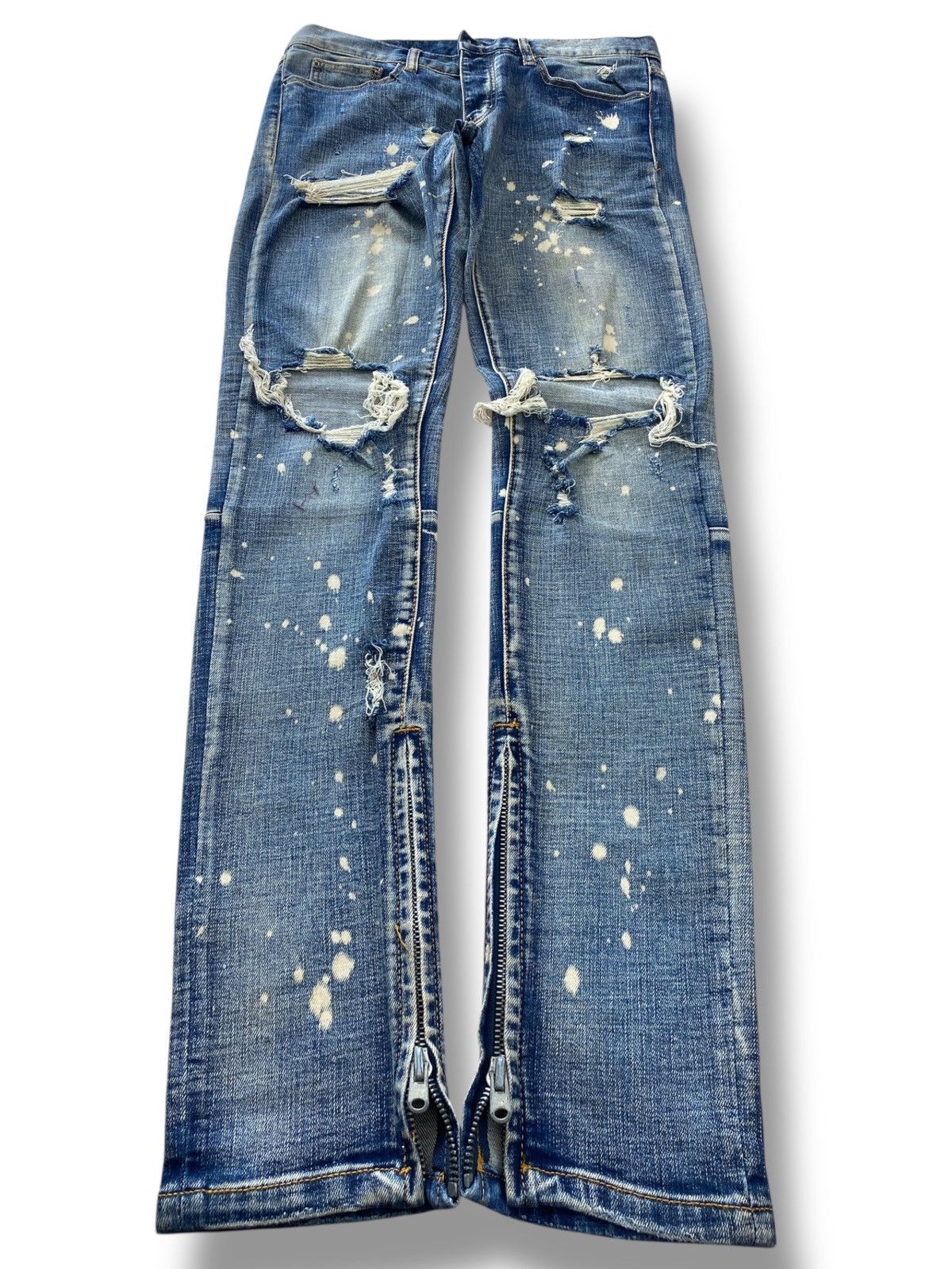 MNML Mnml Ripped Paint Splatter Style Skinny Leg Jeans Size US 34 / EU 50 - 1 Thumbnail