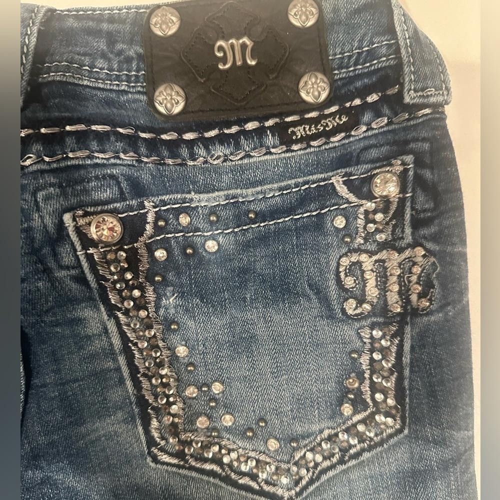 Designer Miss Me Embellished Crystal Signature Boot Cut Jeans 28 Size 28" / US 6 / IT 42 - 8 Thumbnail