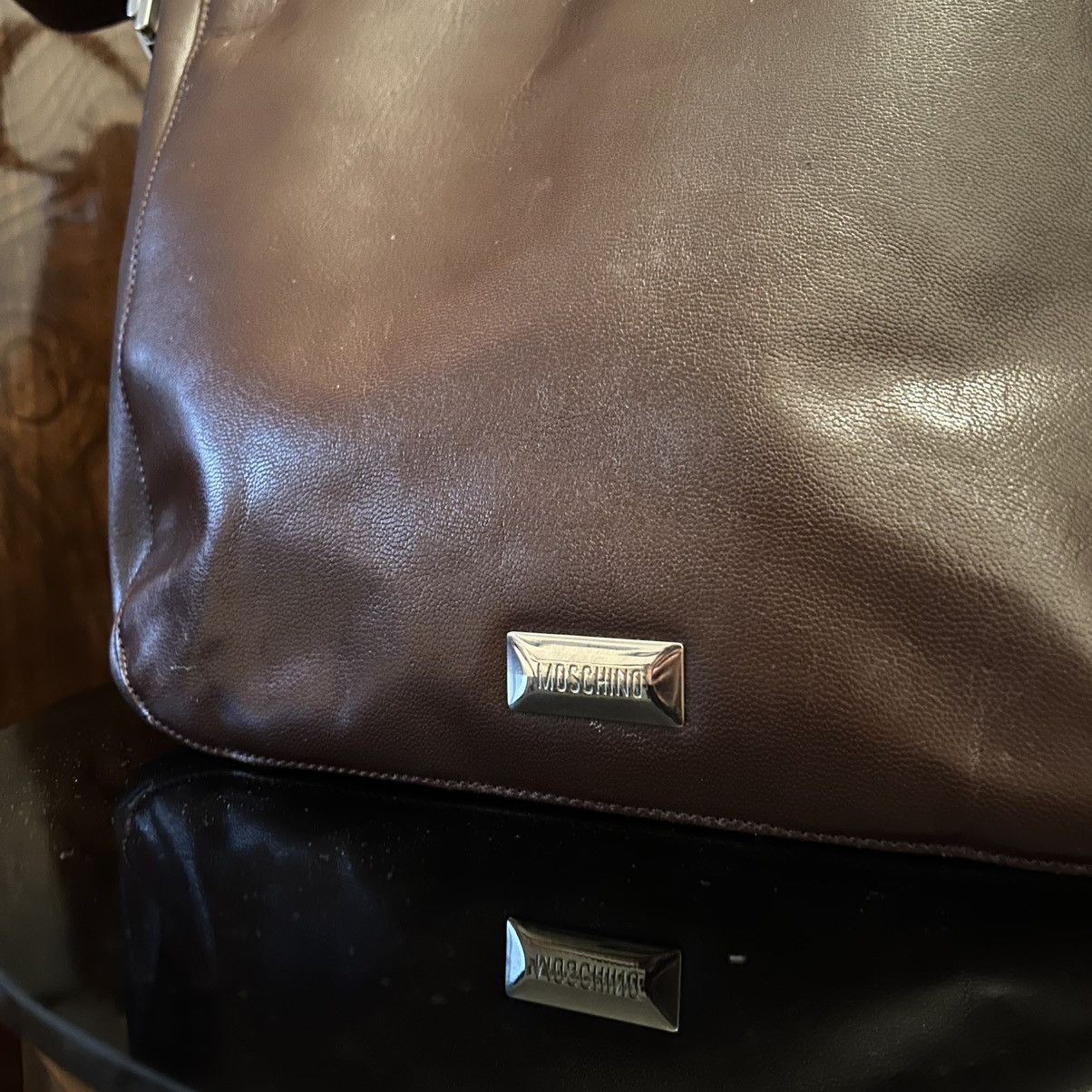 Moschino 90s Moschino leather brown messenger bag Size ONE SIZE - 2 Thumbnail