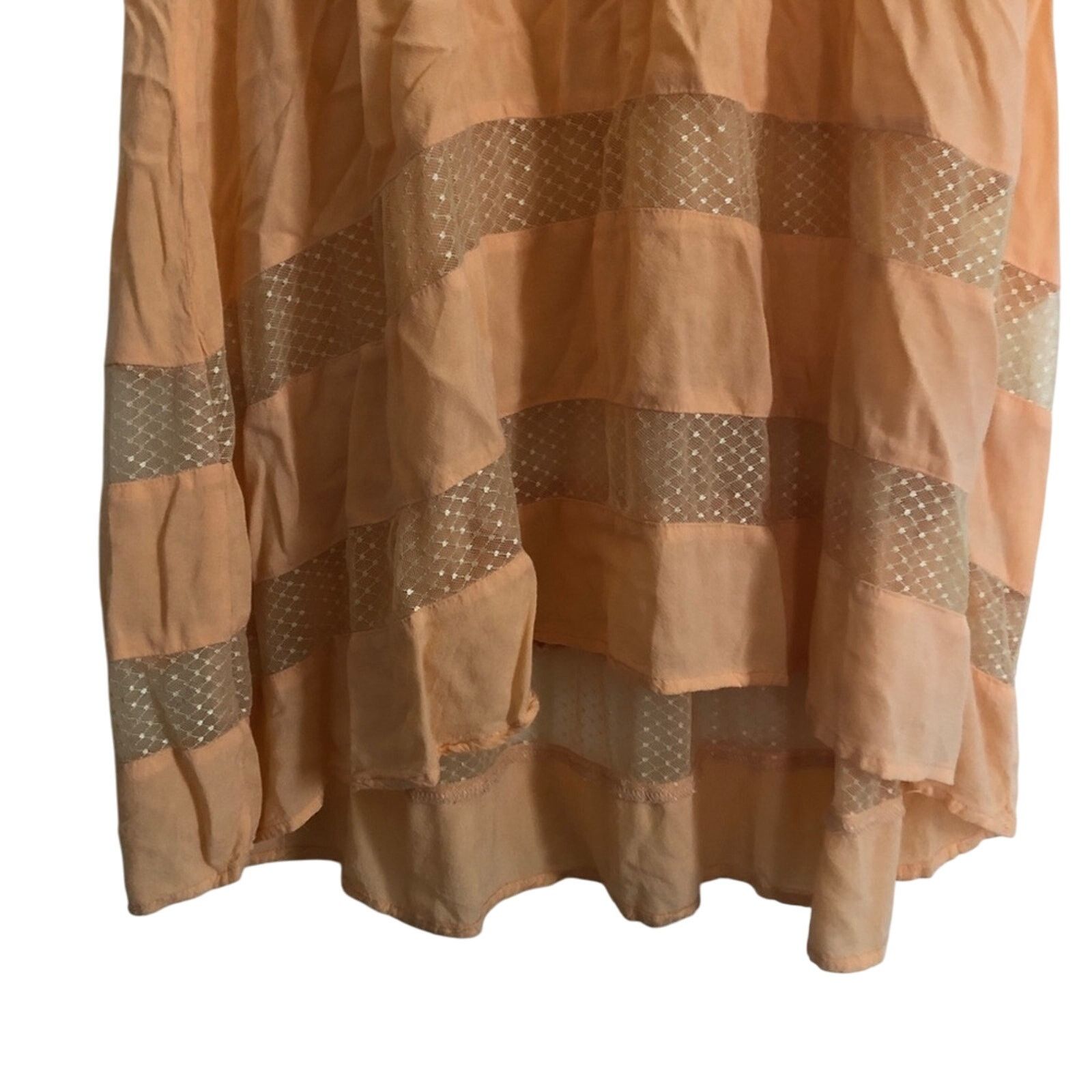 Other Vintage Nameless Peach Lightweight Delicate Lace Midi Dress Size S / US 4 / IT 40 - 2 Thumbnail